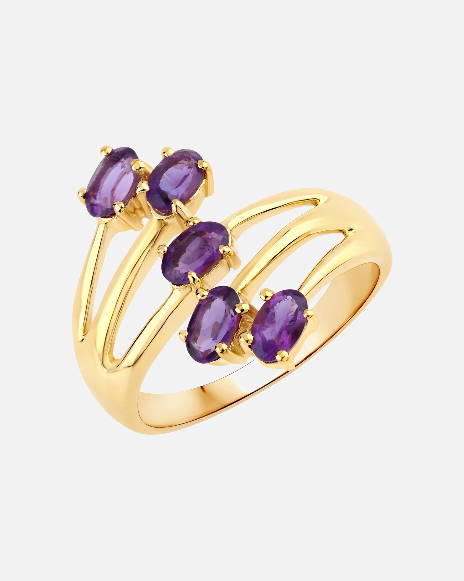 Bague pour Femme Bague Argent sterling Améthyste en Or jaune 56