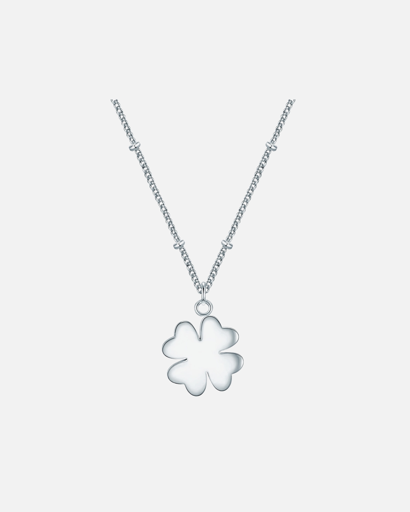 Collier pour Femme Collier en acier inoxydé Feuille de trèfle Acier inoxydable en Argent 40,0 cm Basiskette + 5,0 cm Verlängerung