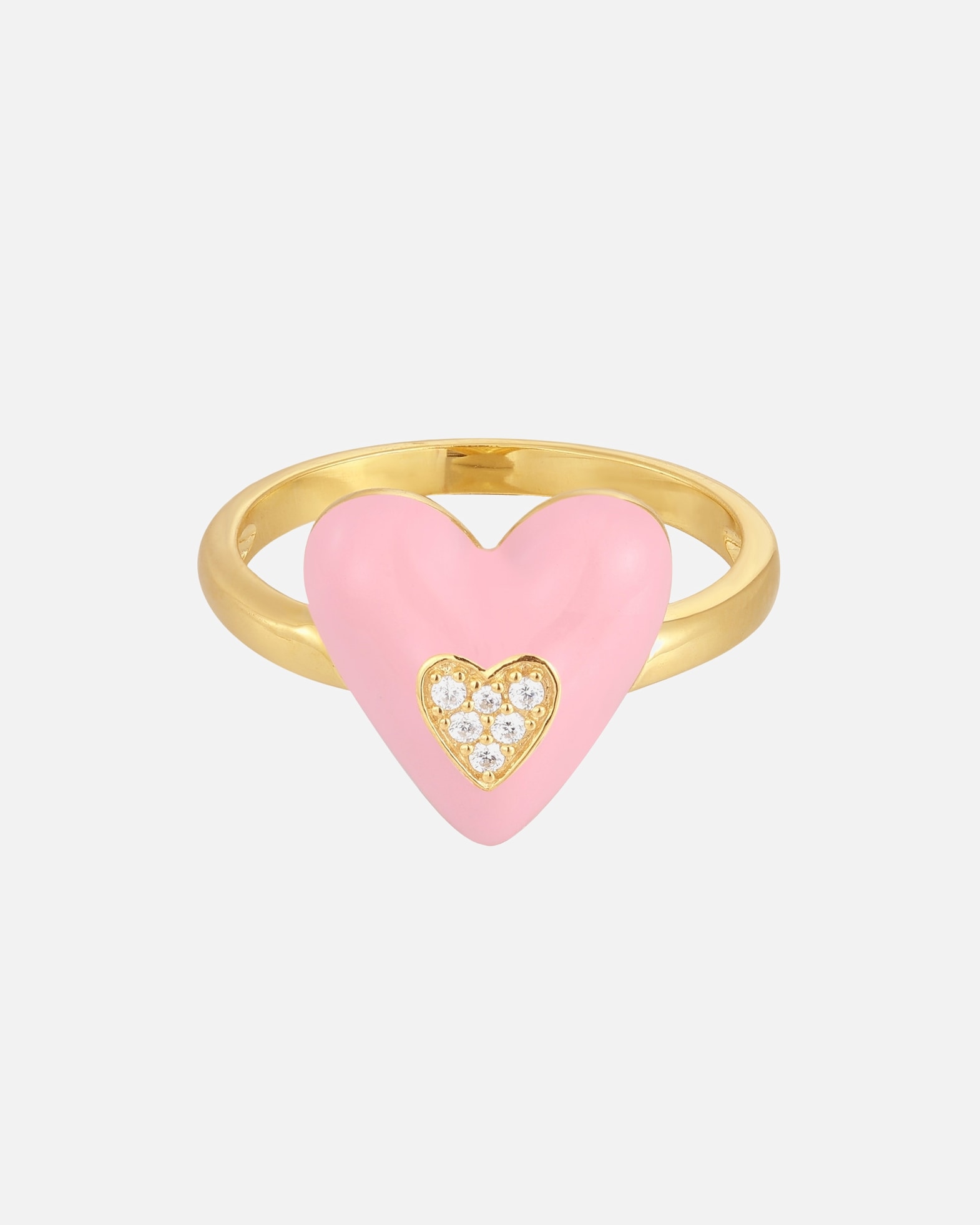 Bague pour Femme Glanzstücke München Bague Coeur Argent sterling Oxyde de zirconium (CZ) en Or jaune 52
