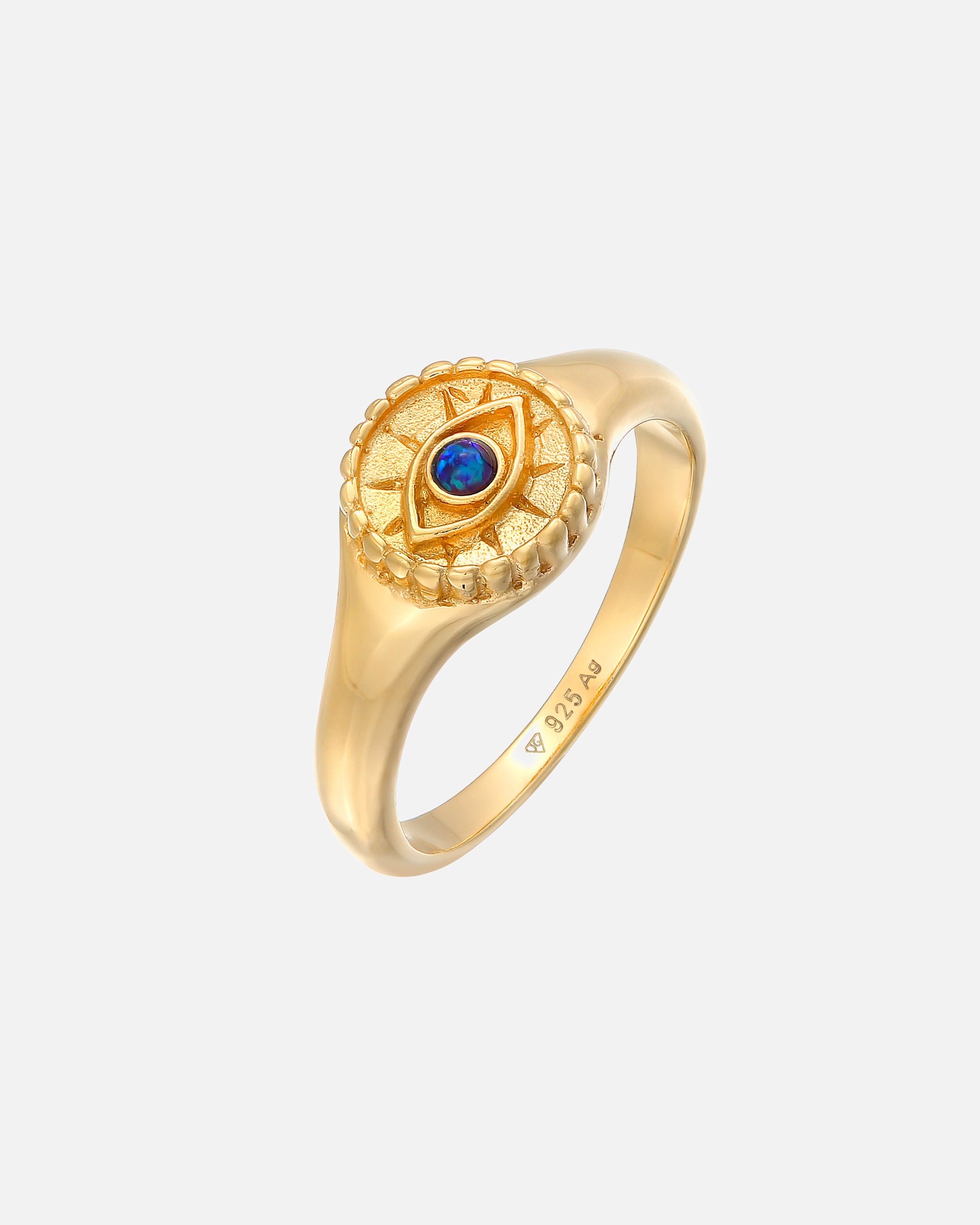 Bague pour Femme Elli Elli Ring Siegelring Evil Eye Blue synth. Opal 925 Silber 54