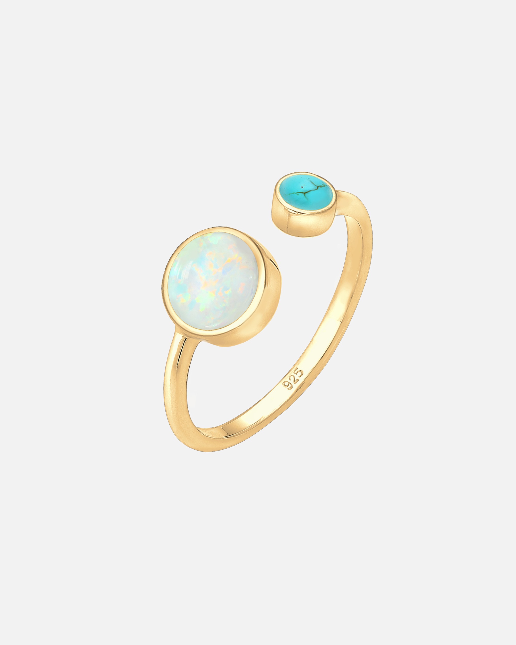 Bague pour Femme Elli Femmes Boho Ouvert Ajustable avec Opale Synthétique et Howlite en Argent Sterling 925 goldfarben