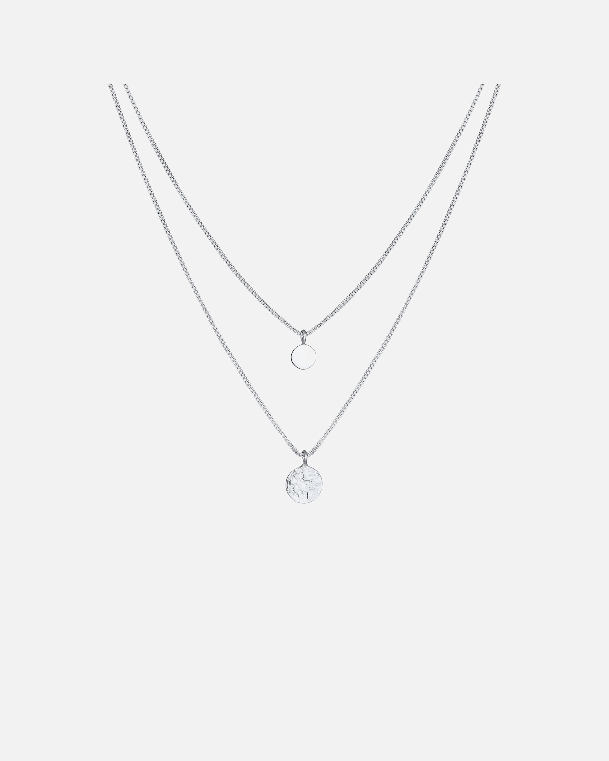 Collier pour Femme Elli Femmes Couches Plaquette Pendentif Basique Martelé en Argent Sterling 925 45