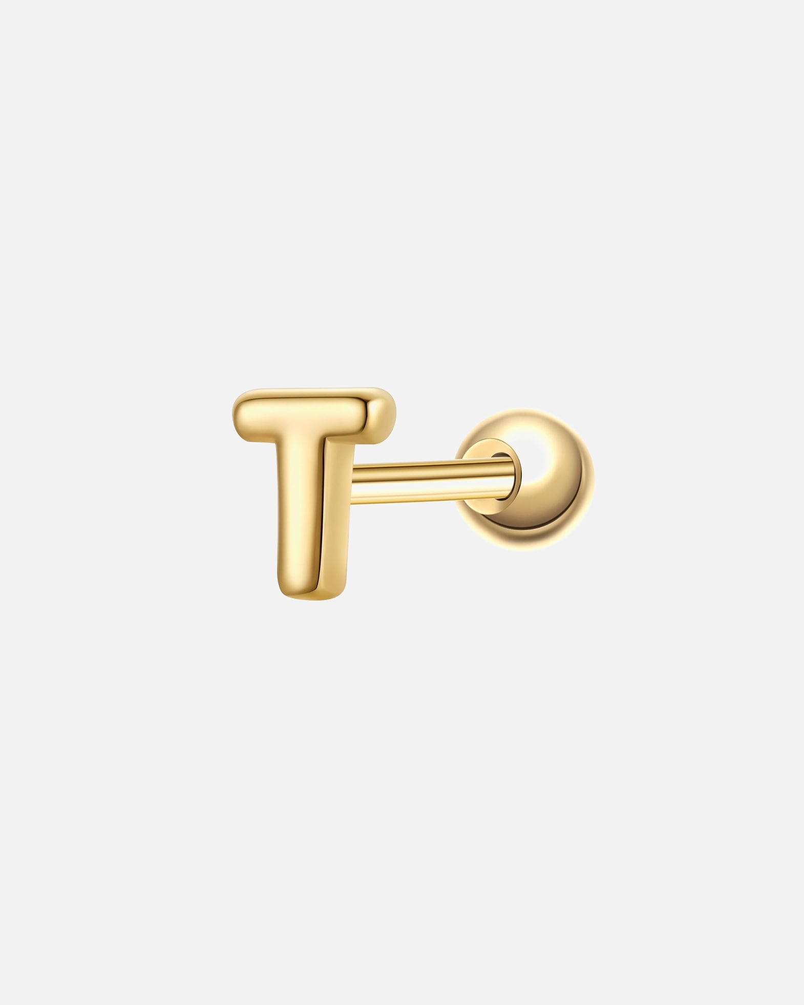 Boucles d'oreilles pour Femme Glanzstücke München Piercing Lettre T en argent sterling en or jaune 4,4 mm