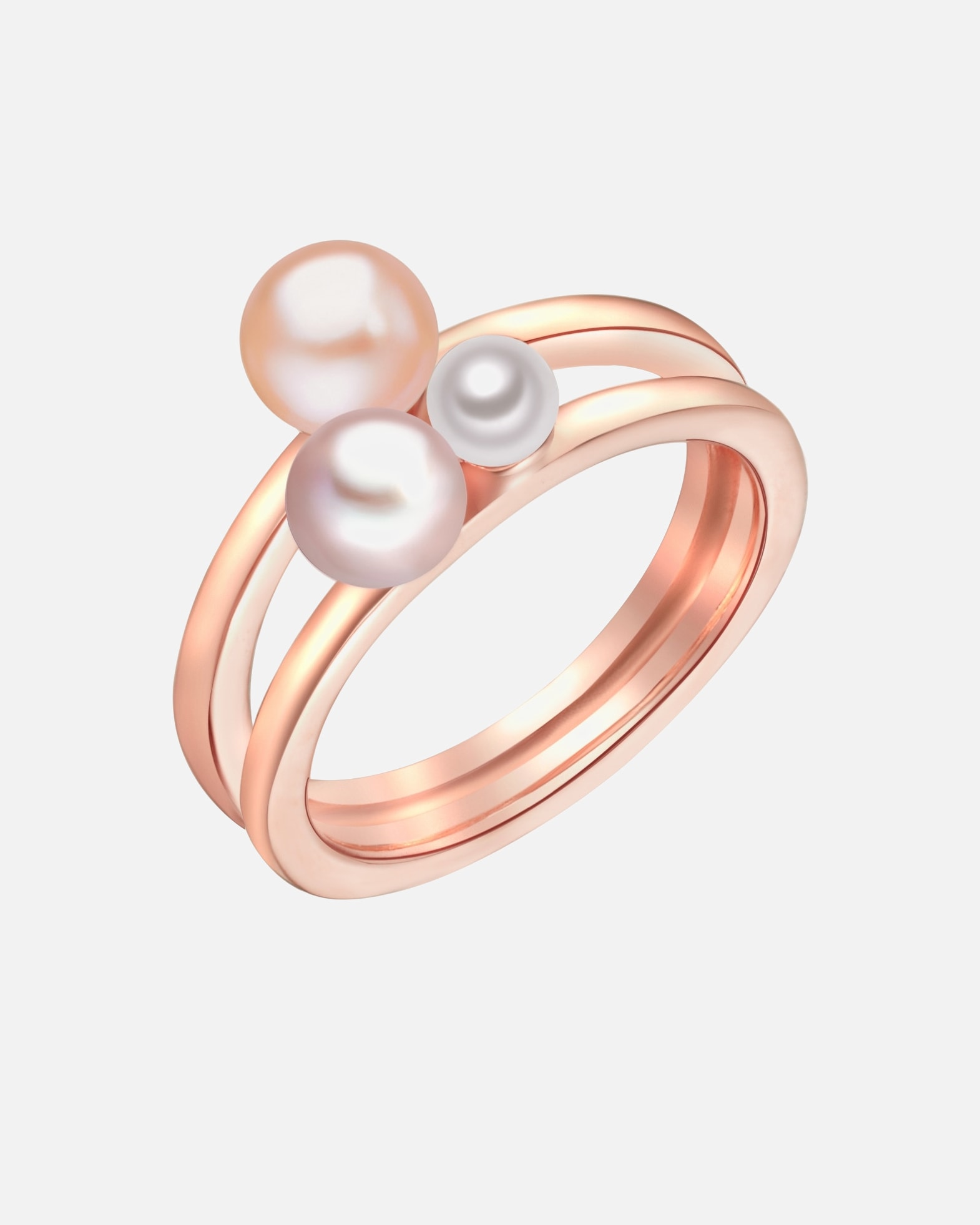 Bague pour Femme Lulu & Jane Bague Argent sterling Perle de culture d'eau douce en Or rose 54