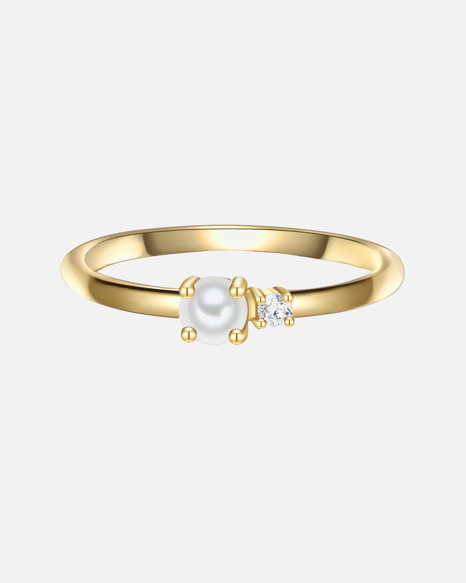 Bague pour Femme Glanzstücke München Bague en argent Argent sterling Oxyde de zirconium (CZ) Perle de culture d'eau douce en Or jaune 58