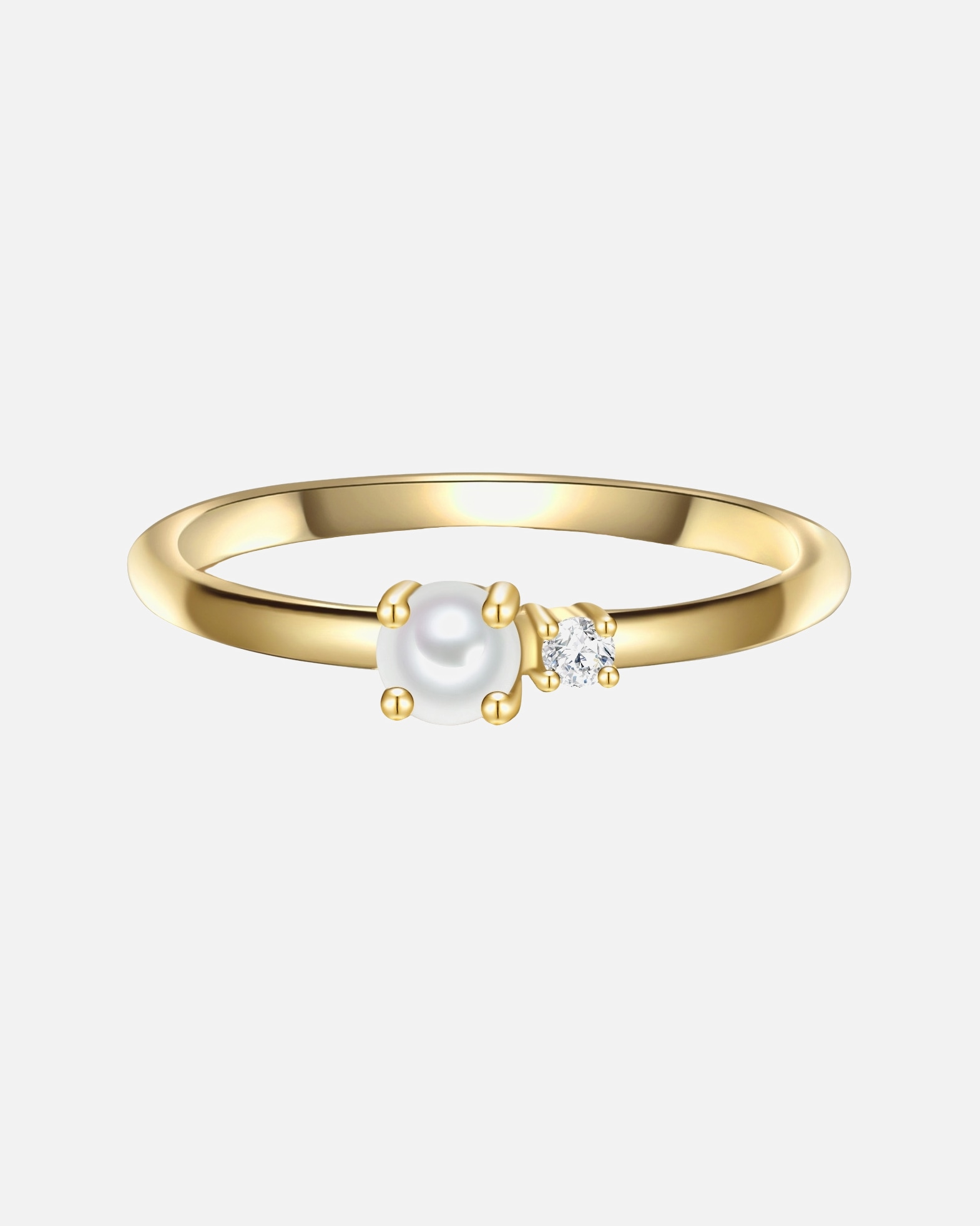 Bague pour Femme Glanzstücke München Bague en argent Argent sterling Oxyde de zirconium (CZ) Perle de culture d'eau douce en Or jaune 56
