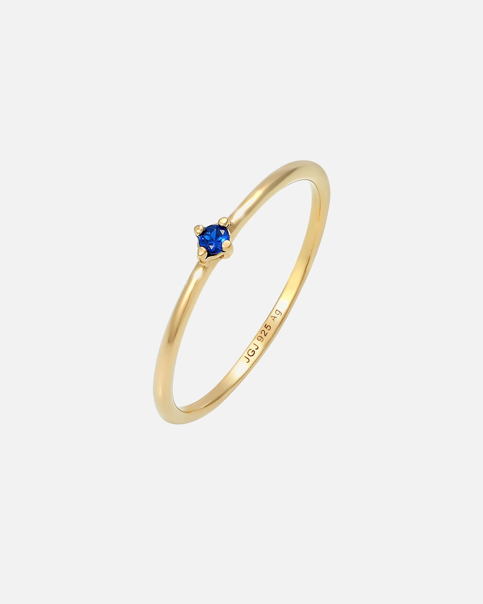 Bague pour Femme Elli Solitaire saphir synthétique 925 Argent Plaqué Or 56