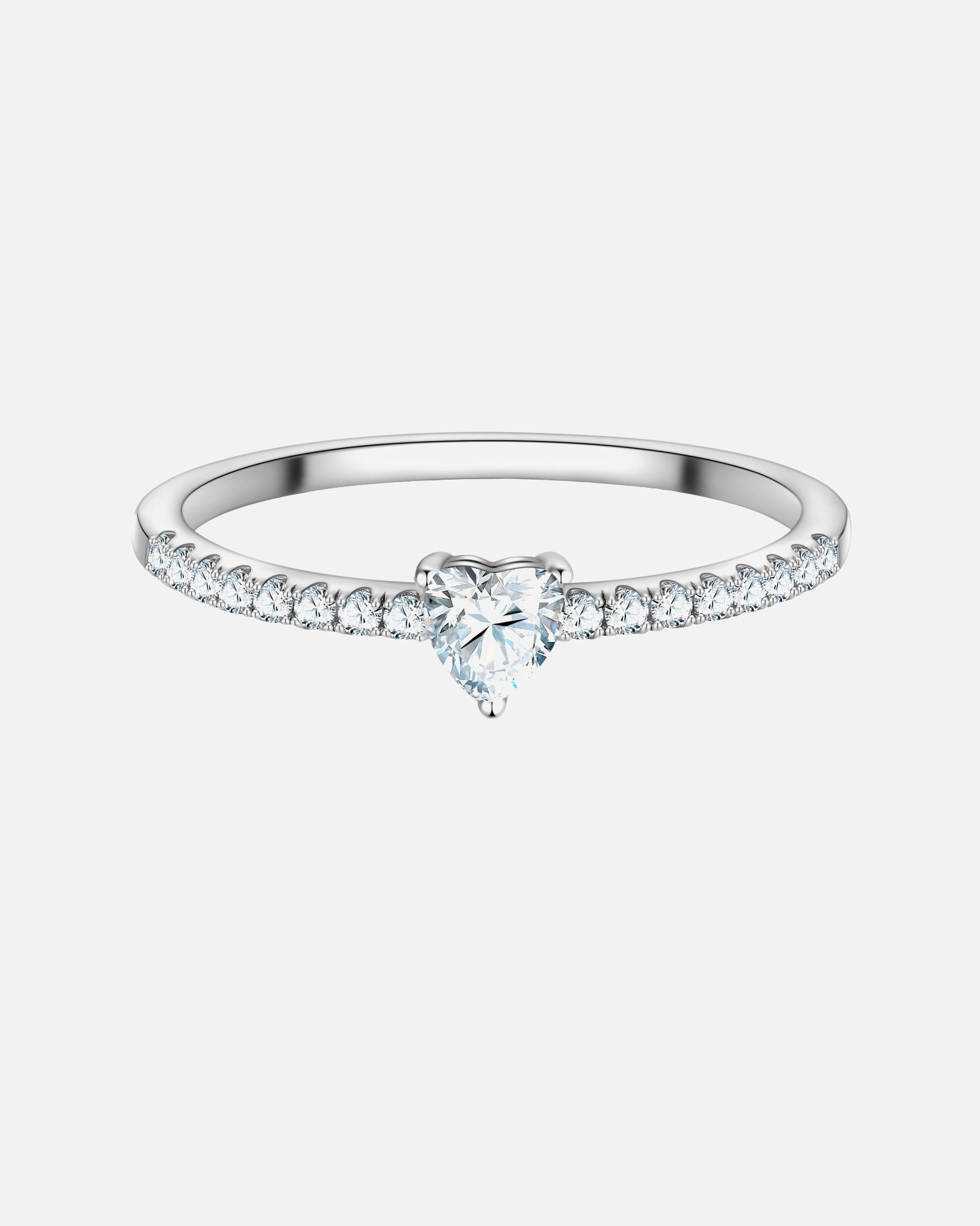 Bague pour Femme Bague Cœur en Argent Sterling en argent avec Zirconium 58