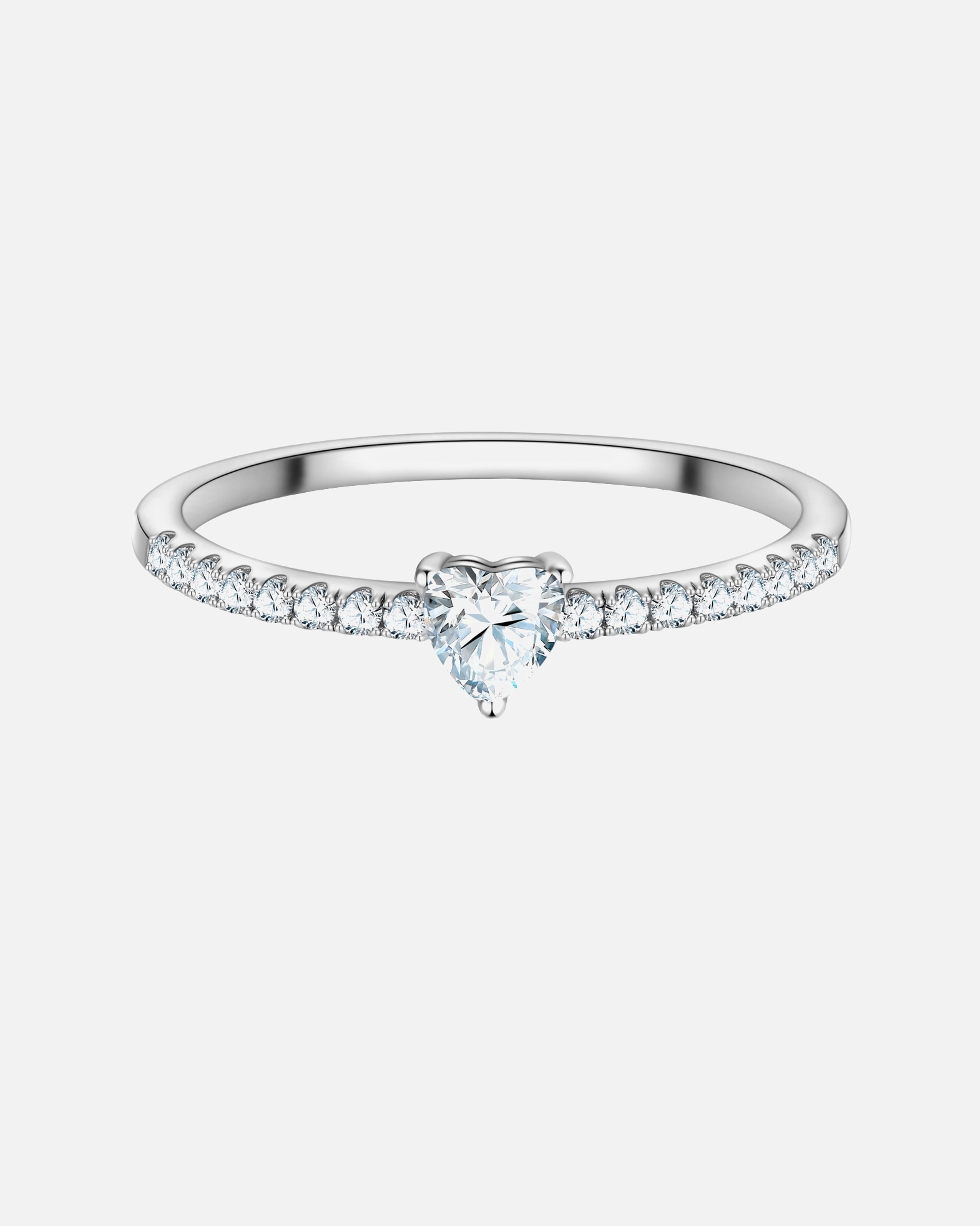 Bague pour Femme Trilani Bague Cœur en Argent Sterling en argent avec Zirconium 54