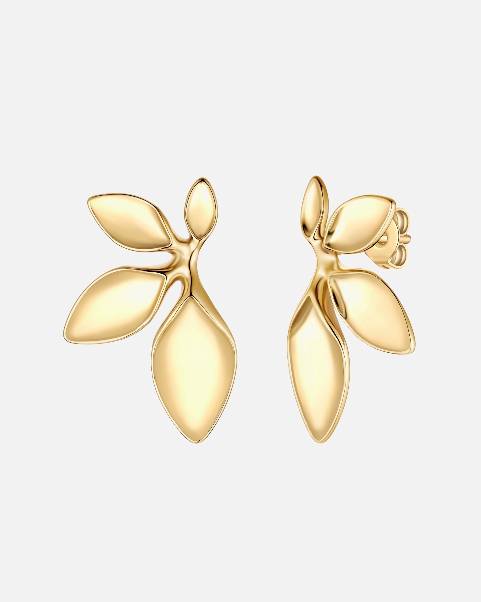 Boucles d'oreilles pour Femme Yokoamii Boucles d'oreilles pétales en laiton doré 44,2 mm