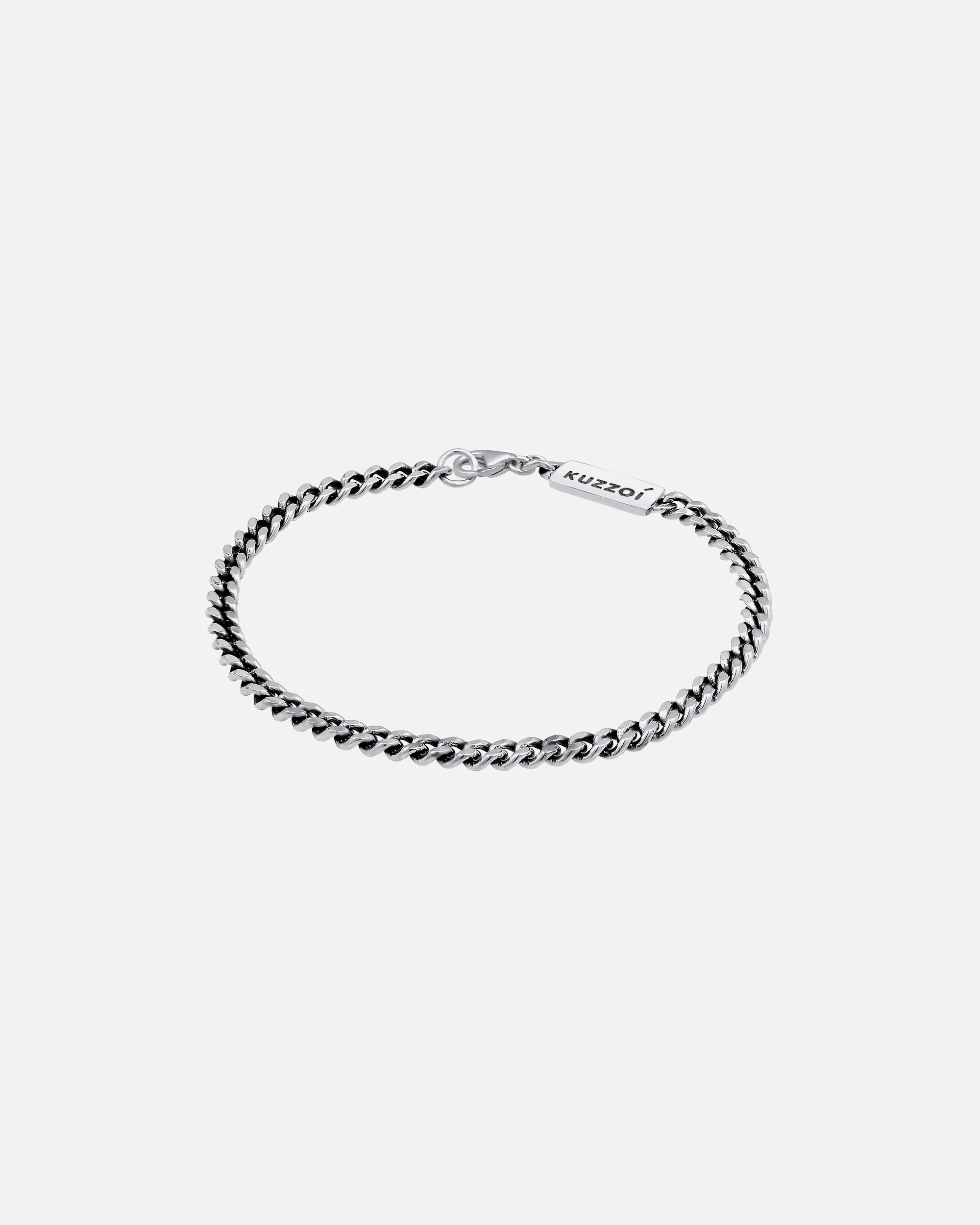 Bracelet pour Homme KUZZOI Chaîne de panzer pour hommes Massif Basique Piece 925 Argent 21