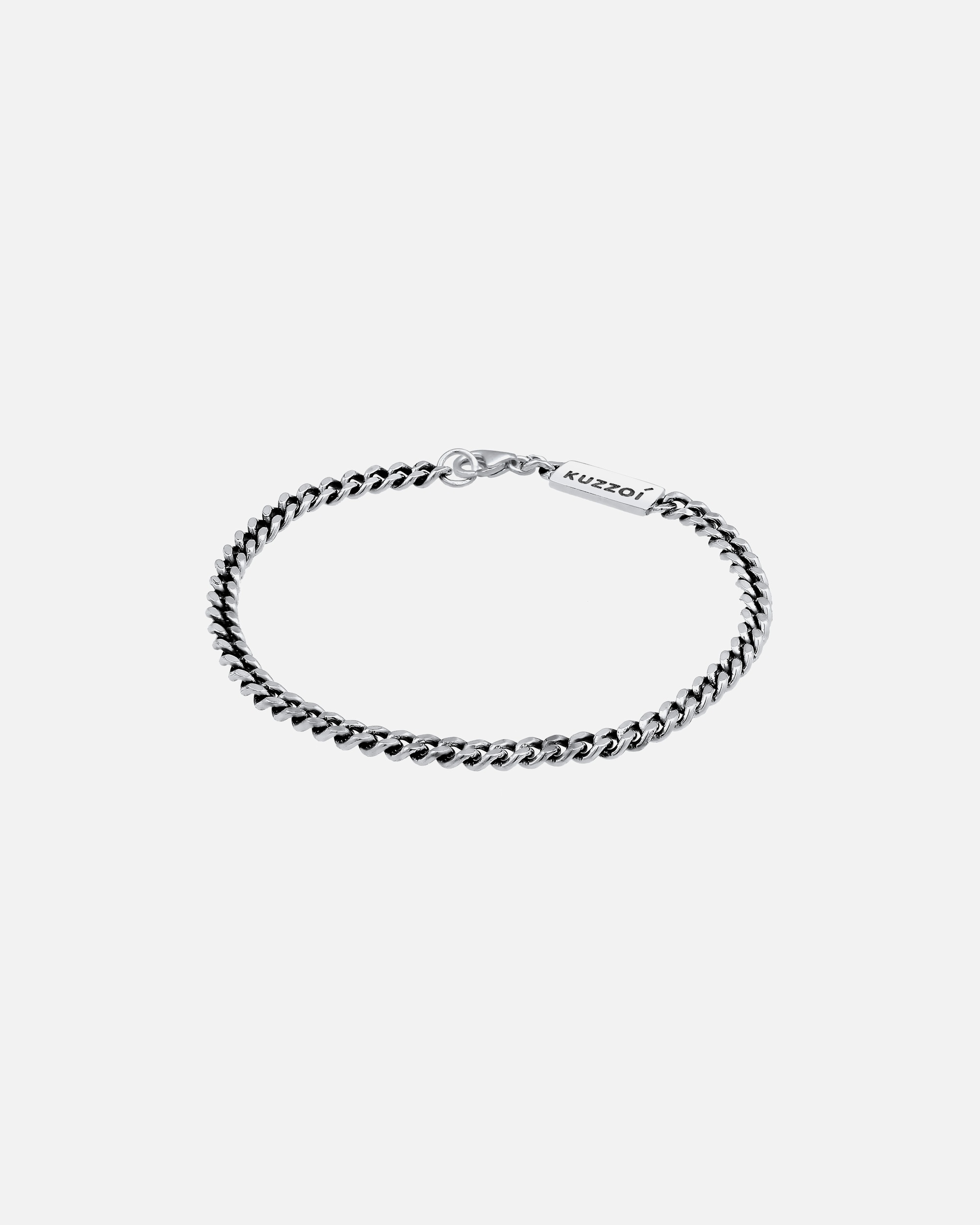 Bracelet pour Homme KUZZOI Chaîne de panzer pour hommes Massif Basique Piece 925 Argent 23