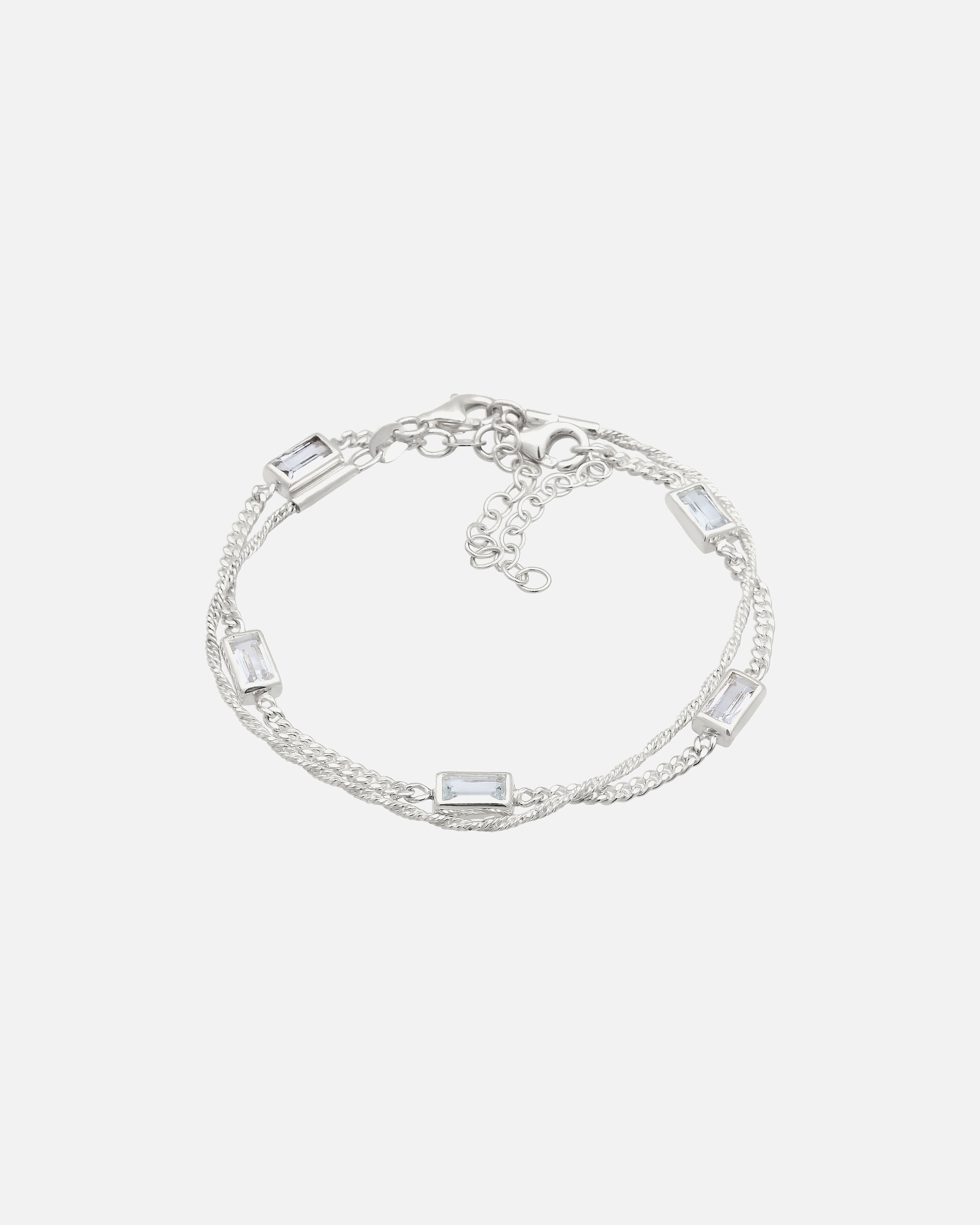 Bracelet pour Femme Bracelet Set with stone rectangle Topaz Blanc 925 Sterling Silver 16