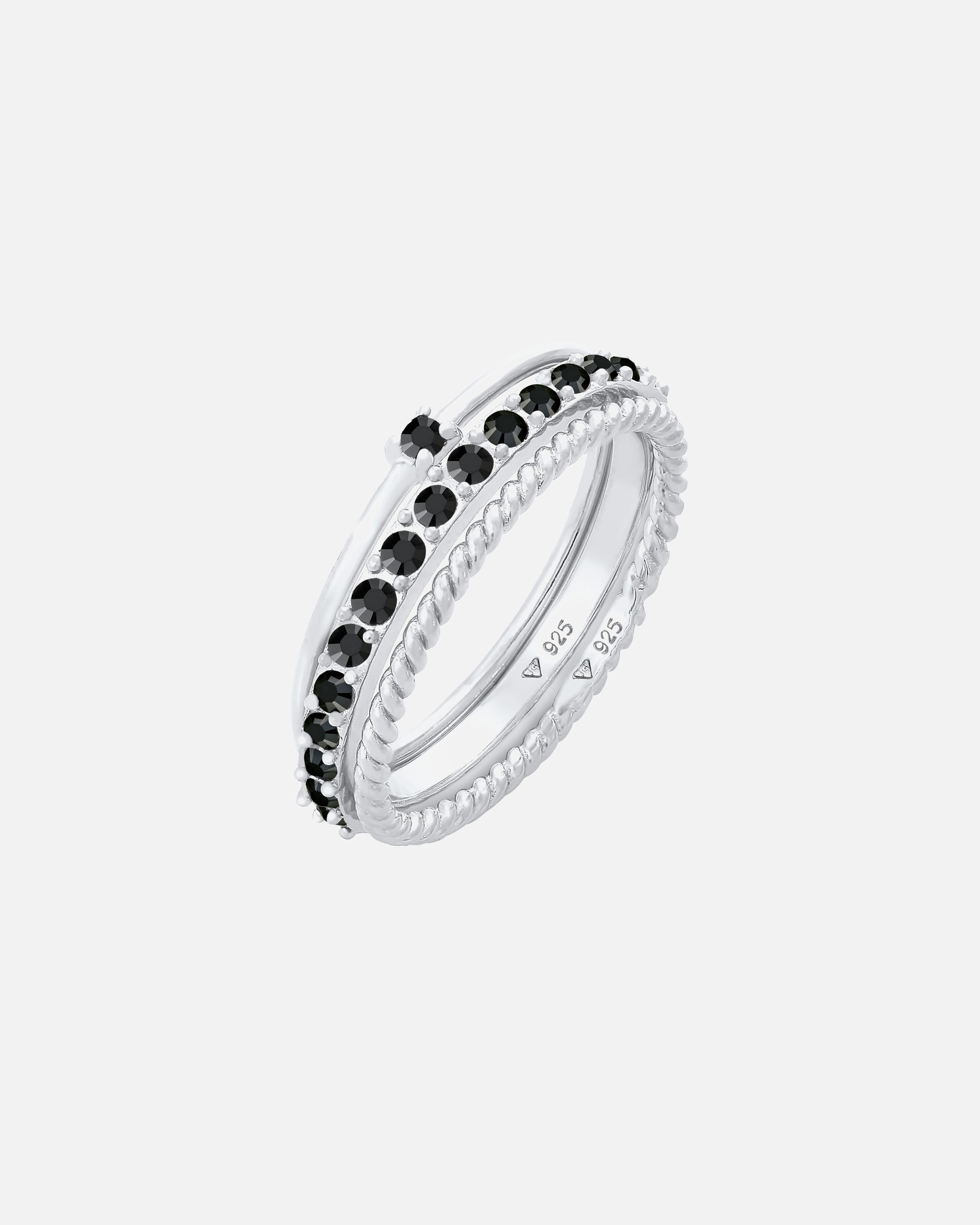 Bague pour Femme Elli Anneau empilé Cristaux Set de 3 pièces 925 Argent 52