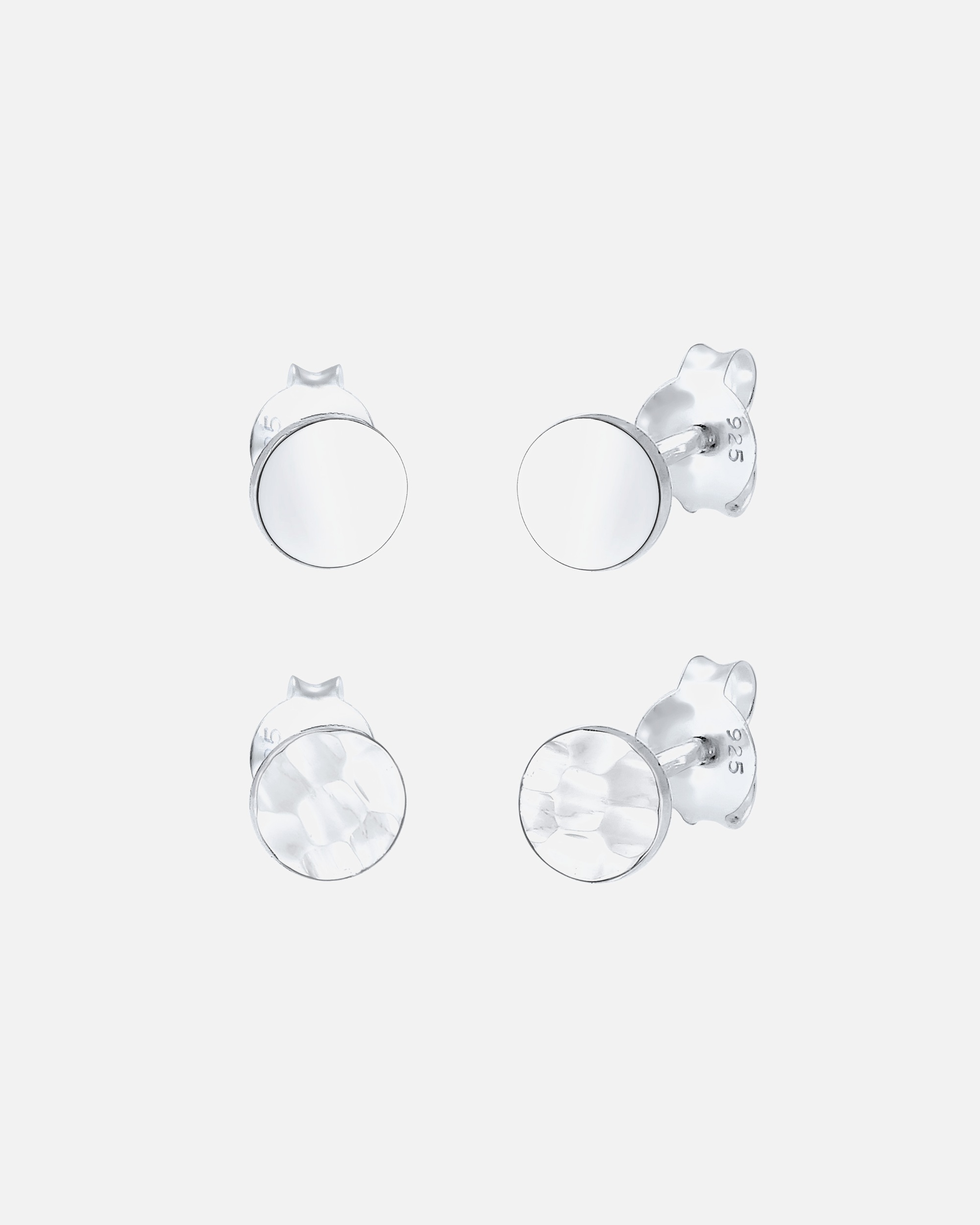 Boucles d'oreilles pour Femme Elli Femmes Clous d'oreilles Set de 2 Martelées Brillantes en Argent Sterling 925 silberfarben