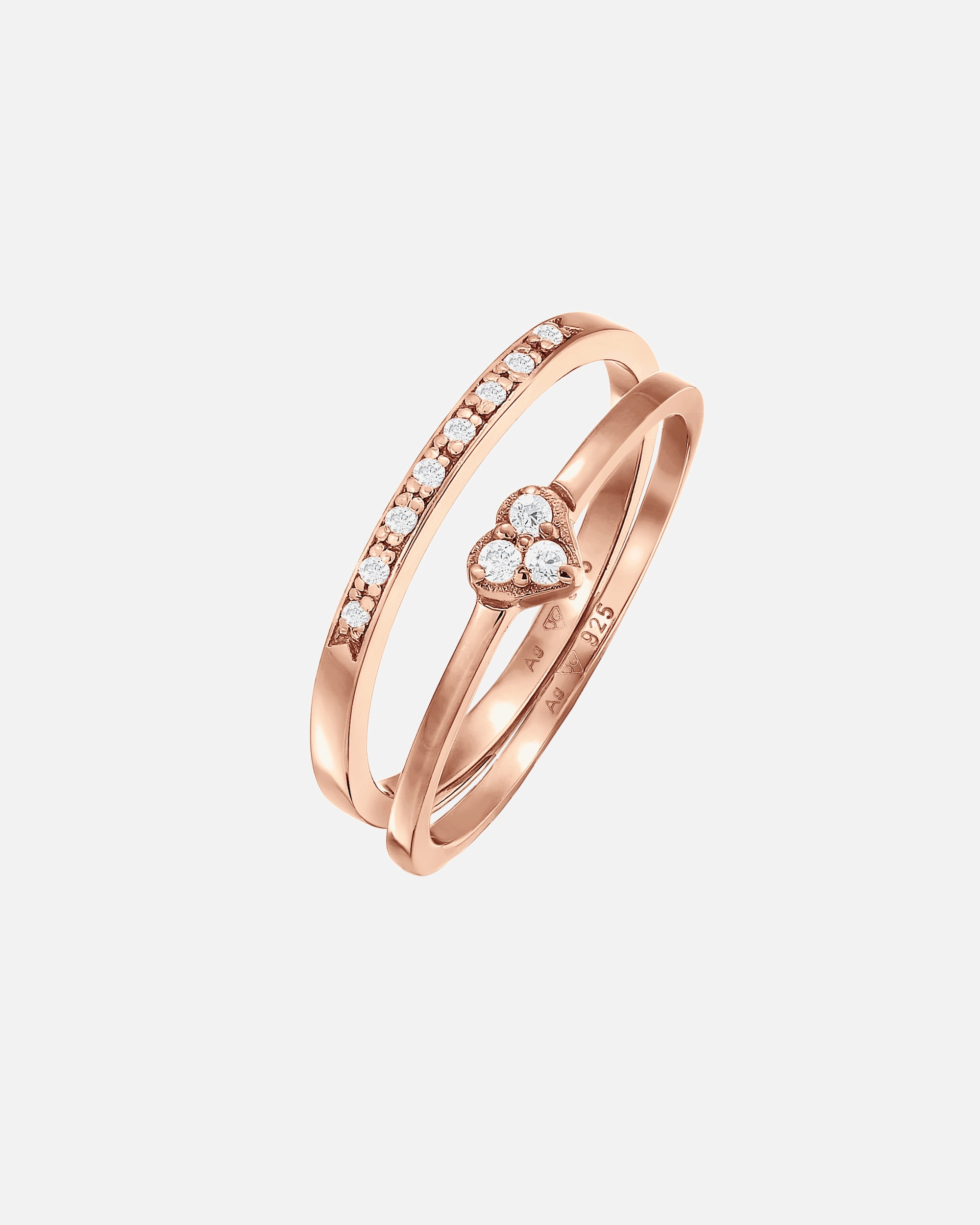 Bague pour Femme Elli Ring Herz Memoire Zirkonia 2er Set 925 Silber 56