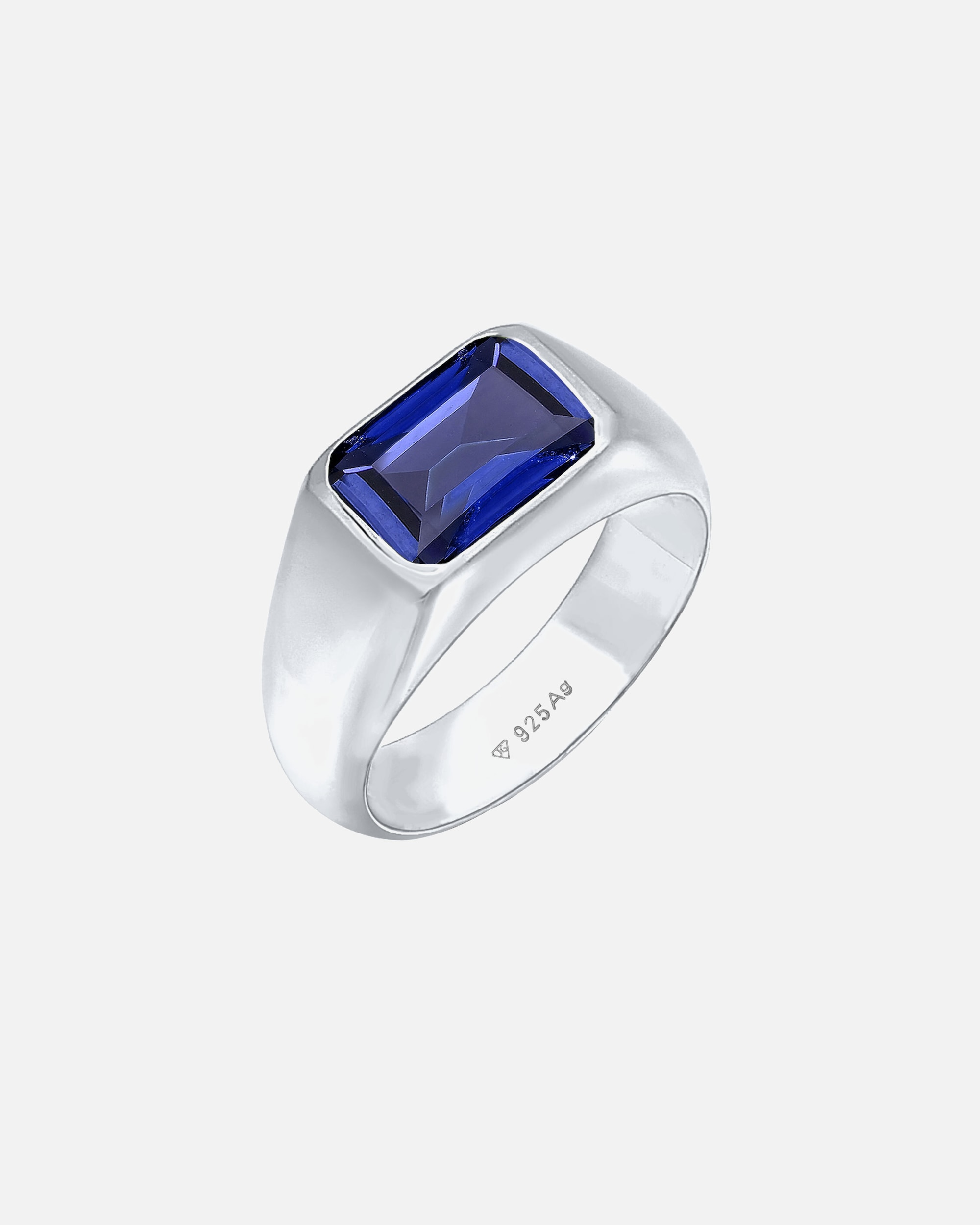 Bague pour Femme Elli PREMIUM Bague Signet Saphir Bleu Foncé 925 Sterling Silver 52