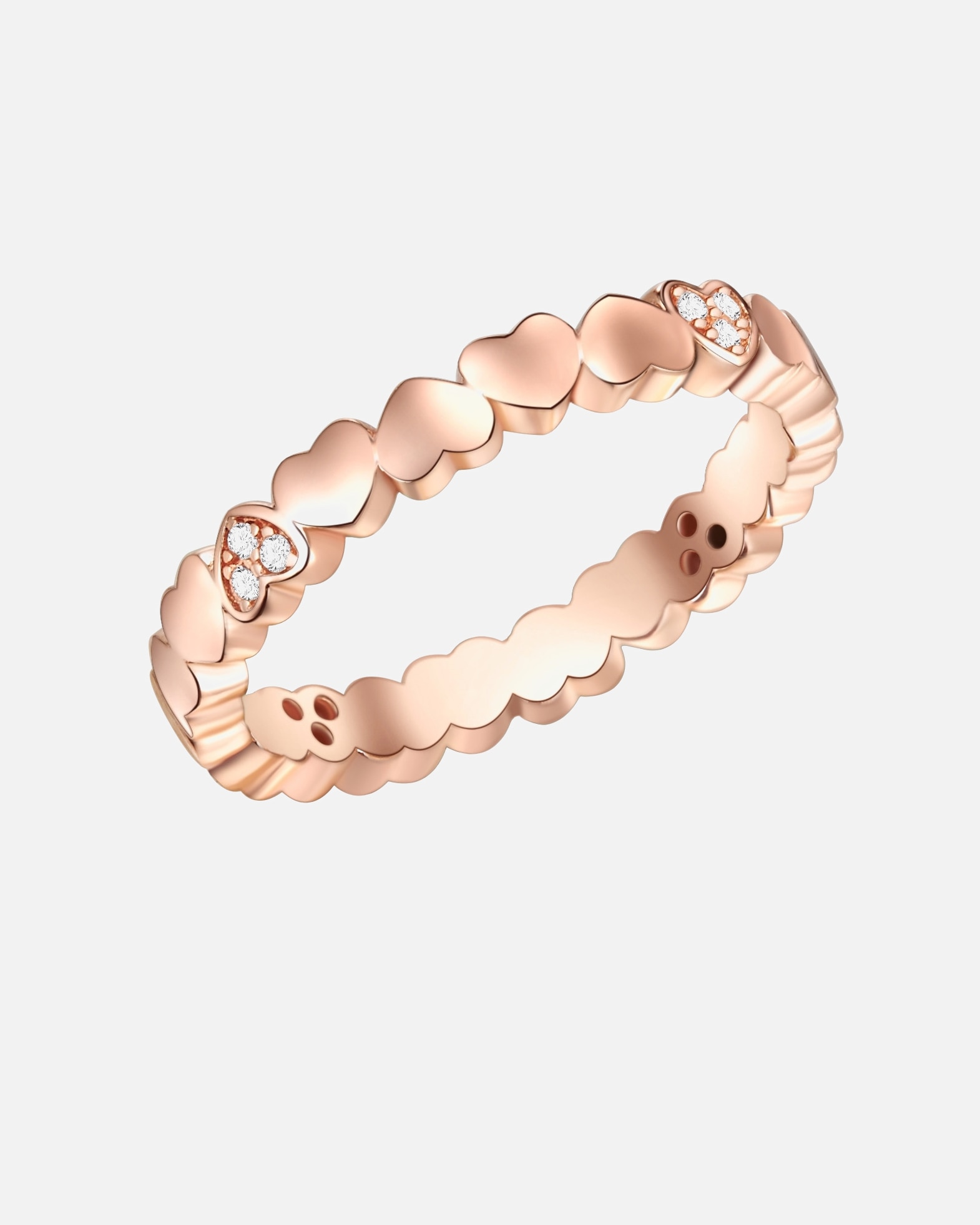 Bague pour Femme Lulu & Jane Bague Coeur Argent sterling Oxyde de zirconium (CZ) en Or rose 54