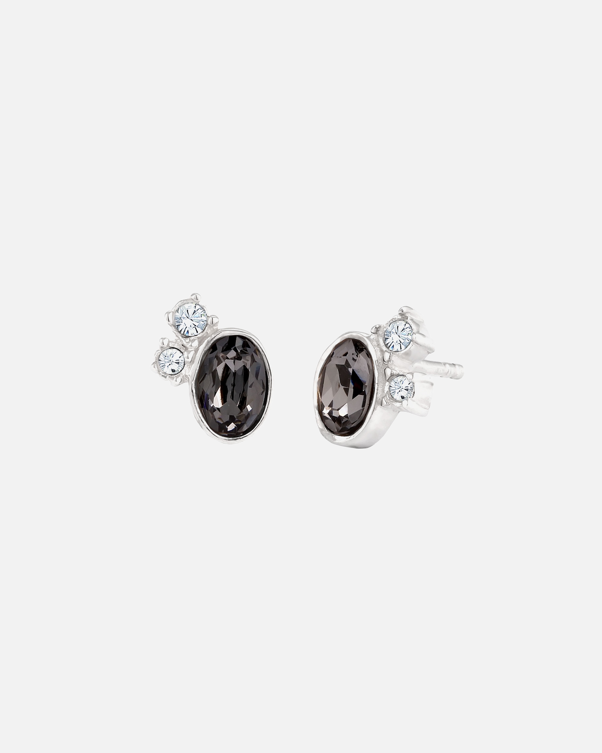 Boucles d'oreilles pour Femme Elli Clous d'oreilles ovale Cristaux de verre Gris 925 Sterling Silver silberfarben