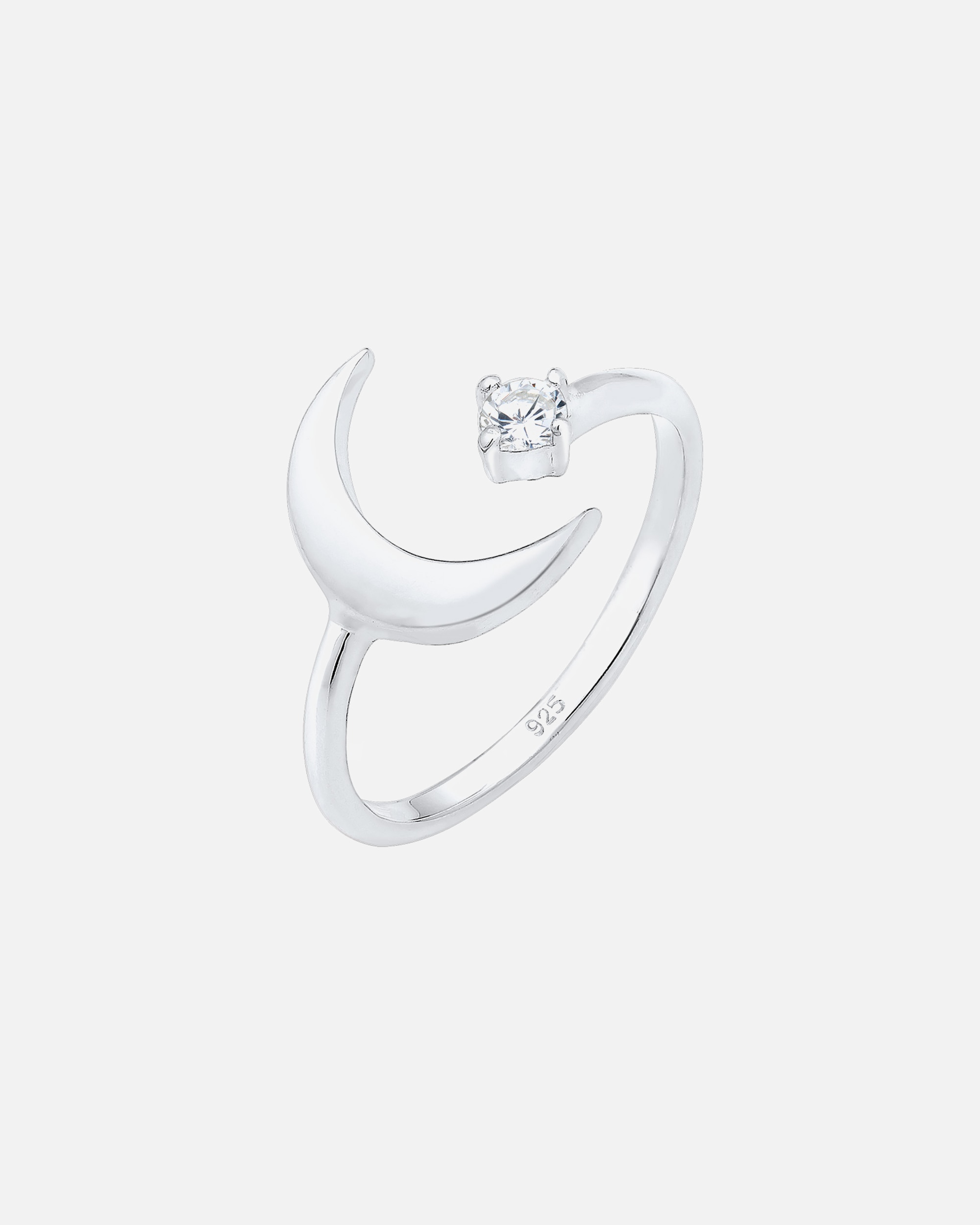Bague pour Femme Elli Femmes Demi-lune Astro Ouvert avec Cristal de Zirconium en Argent Sterling 925 silberfarben