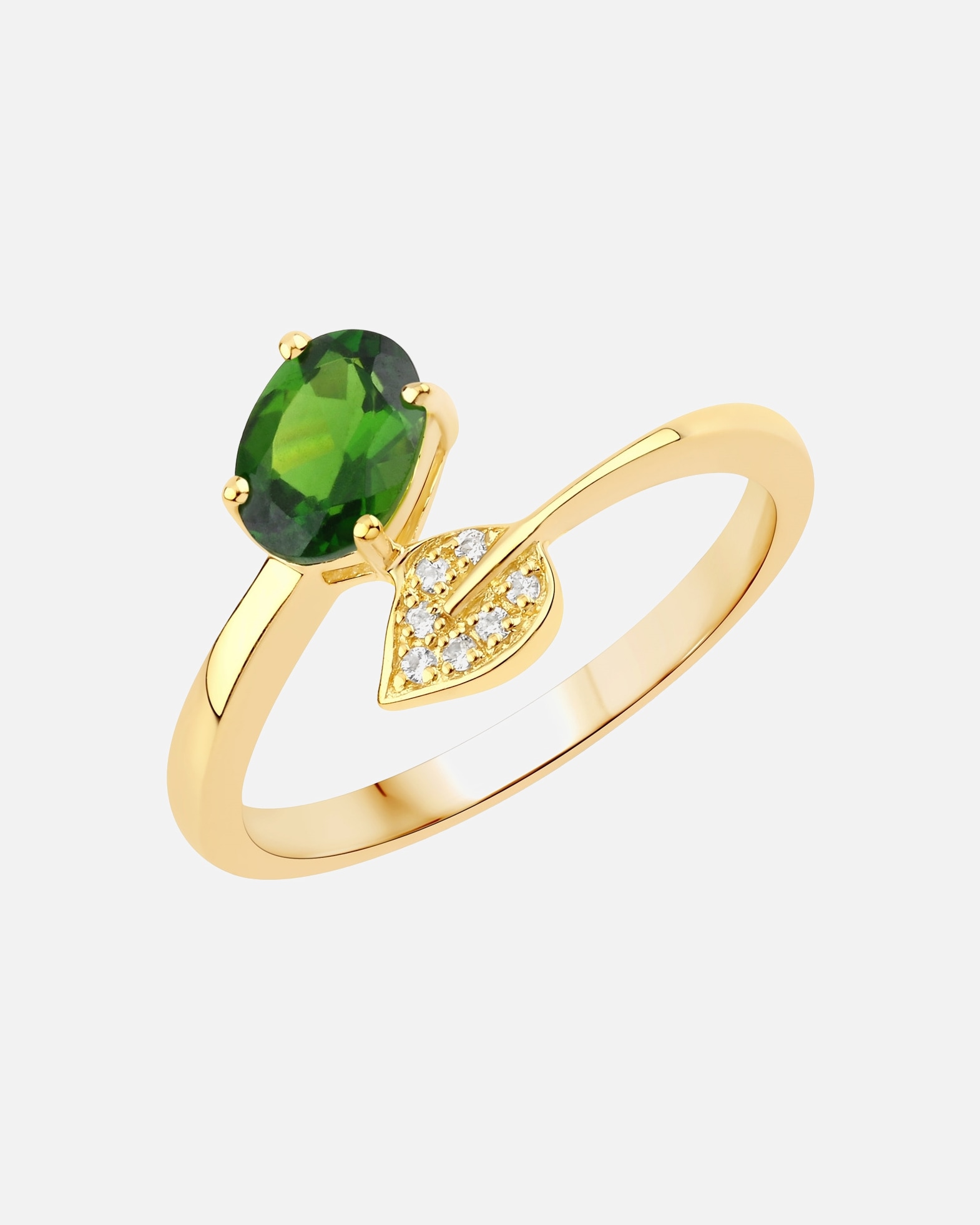 Bague pour Femme Rafaela Donata Bague Argent sterling Diopside de chrome en Or jaune 50