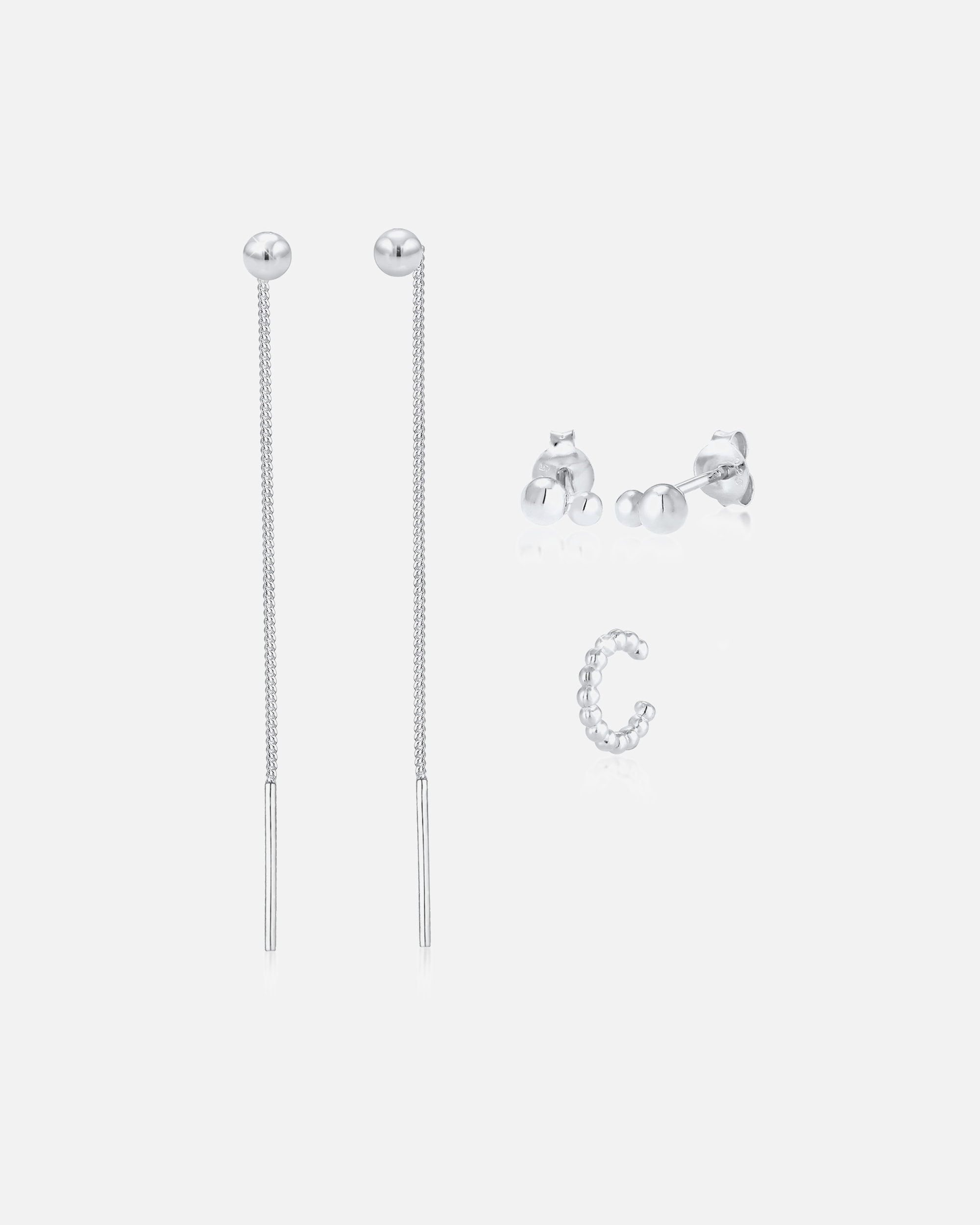 Boucles d'oreilles pour Femme Elli Earcuff Set de 3 Boucles d'Oreilles Femme - (925/1000) Argent silberfarben