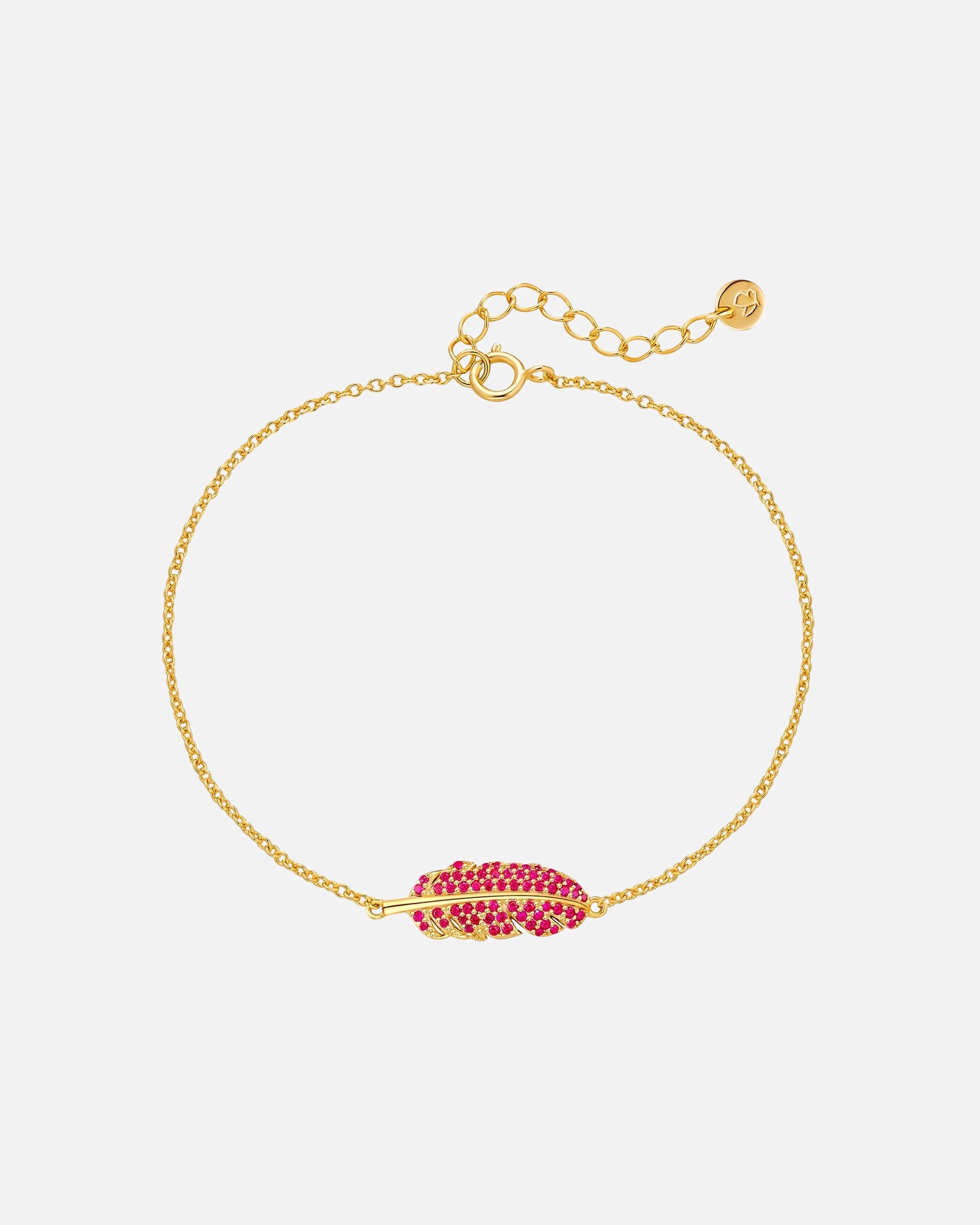 Bracelet pour Femme Glanzstücke München Bracelet Plume en Argent sterling en Or jaune Longueur de base 17,0 + rallonge 3,0 cm