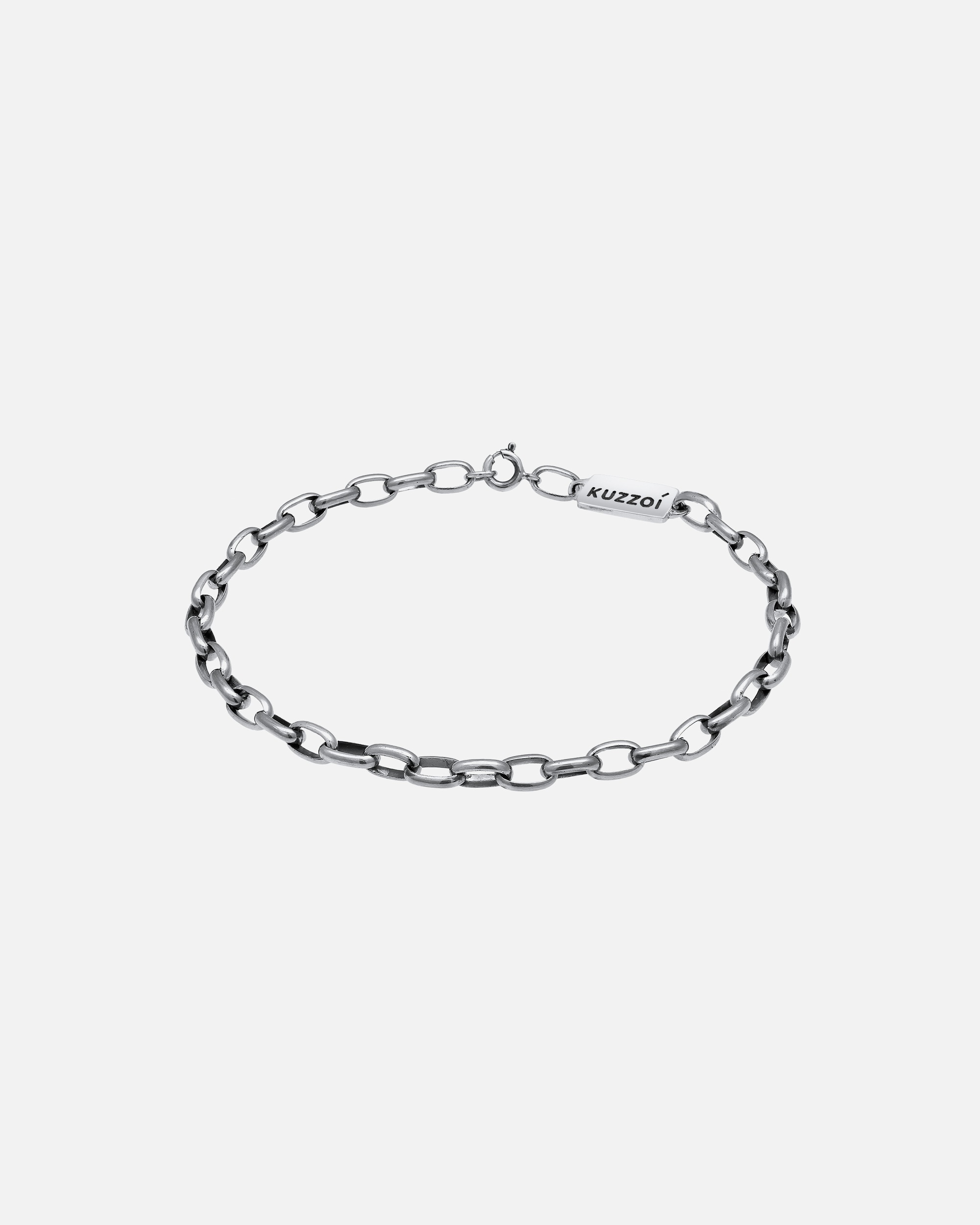 Bracelet pour Homme KUZZOI Chaîne maille forçat ovale solide de base en 925/1000 argent massif 23