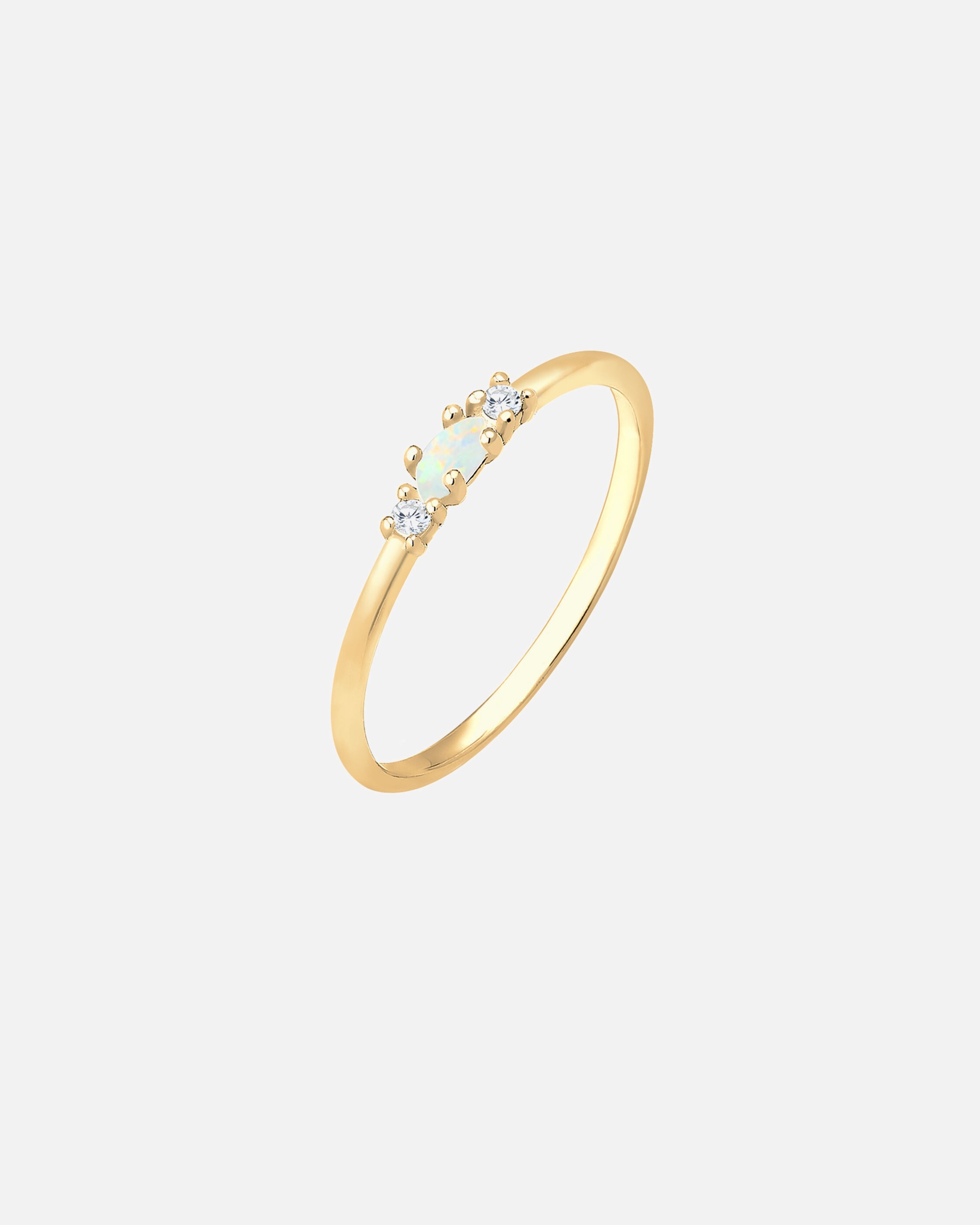Bague pour Femme Elli Vintage Zircone marquise opale 925 Argent Sterling Plaqué Or 54