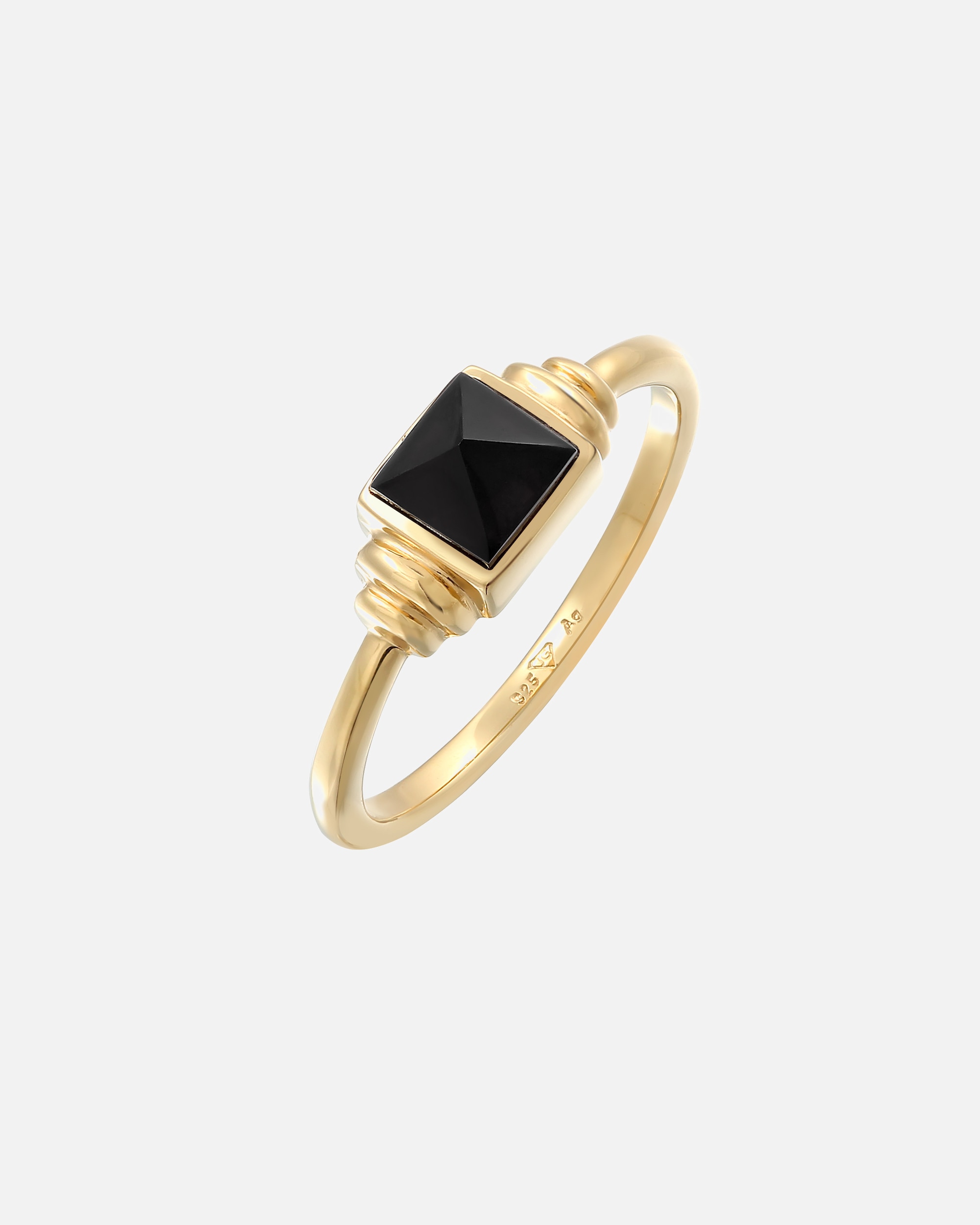 Bague pour Femme Elli PREMIUM Onyx Quadrat Vintage 925 Silber 58