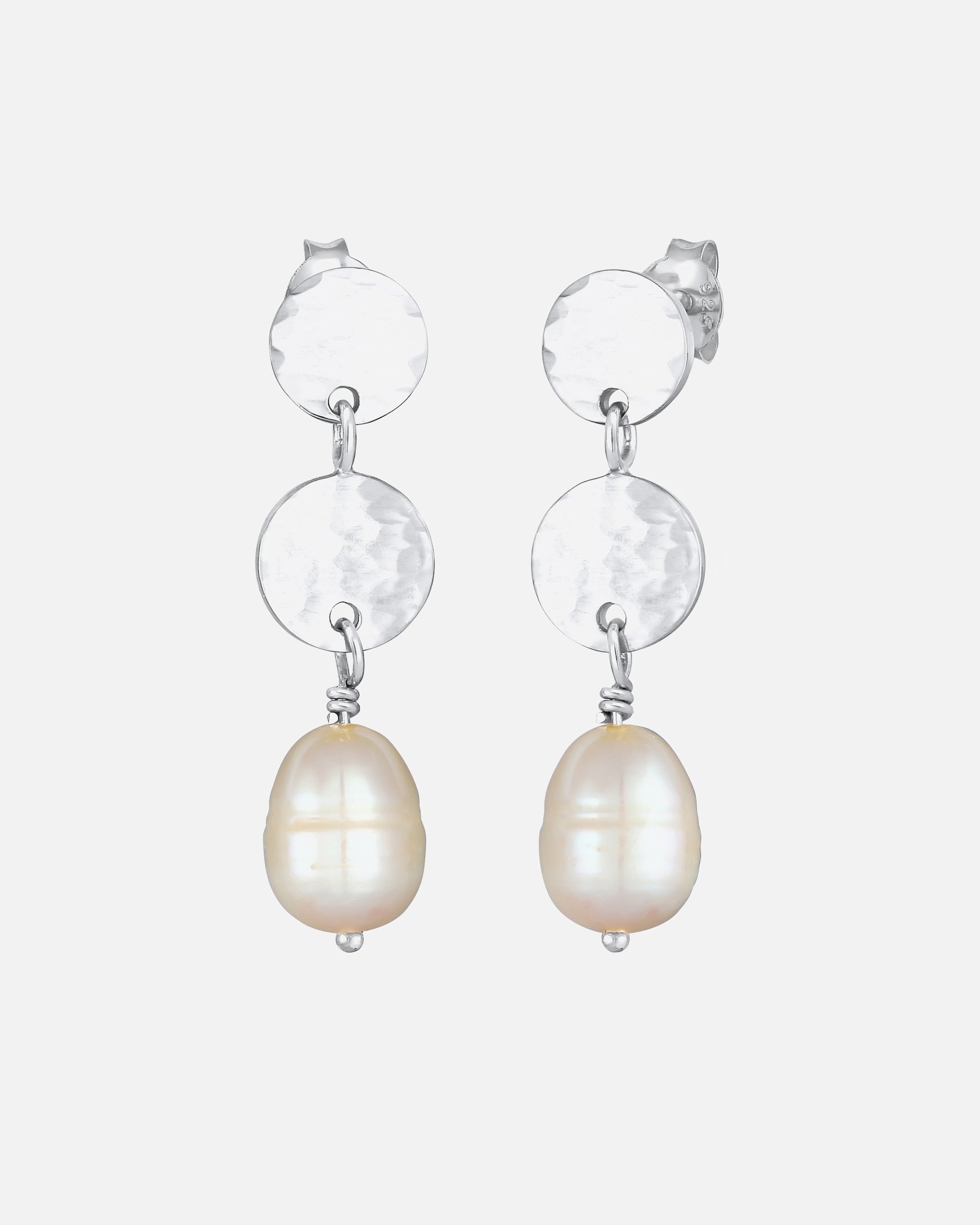 Boucles d'oreilles pour Femme Elli PREMIUM goutte d'eau martelées baroques avec Perles de Culture d'Eau Douce en argent sterling 925 pour femme silberfarben