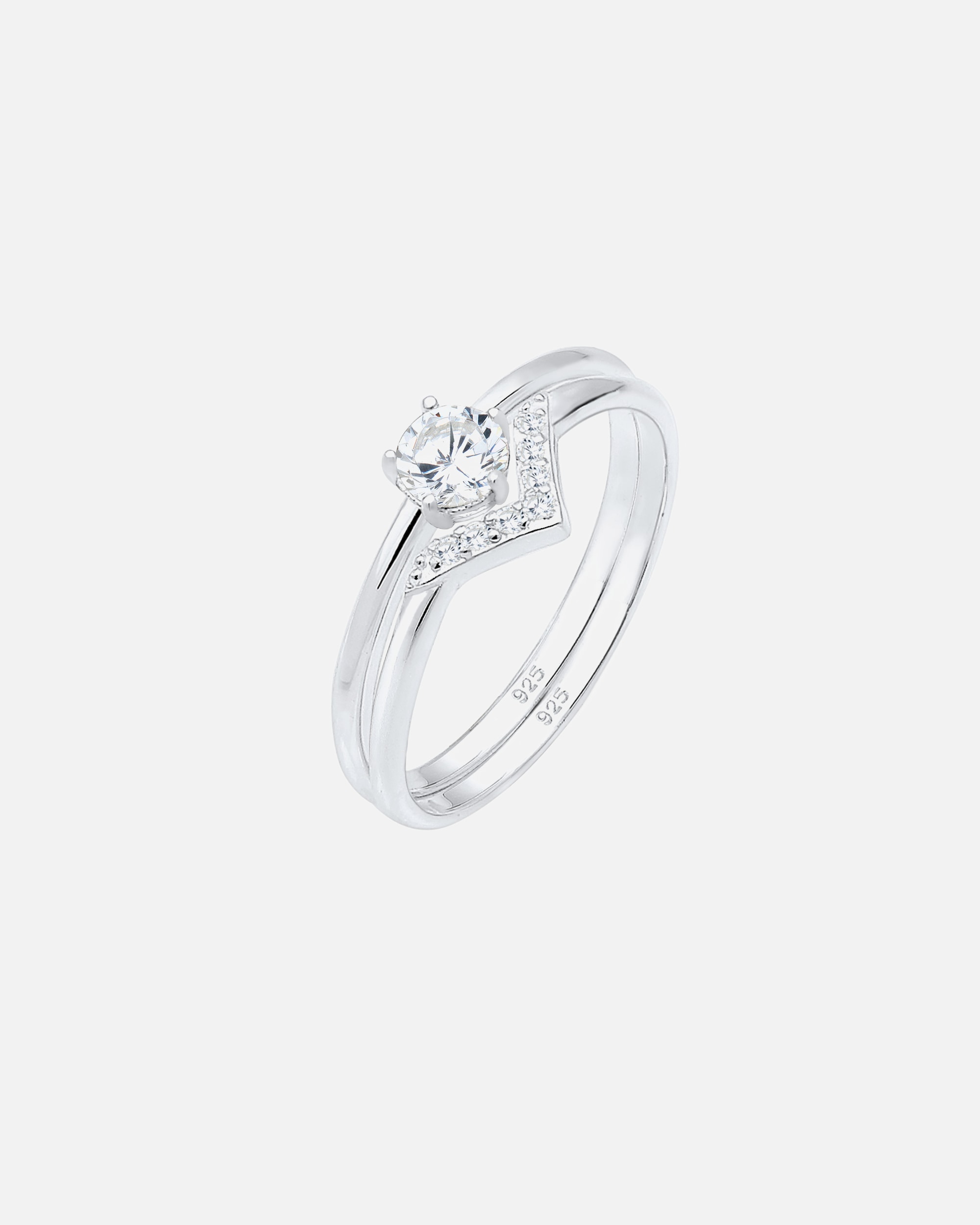 Bague pour Femme Elli Set Solitaire Triangle Zirconium Précieux Argent 925 58