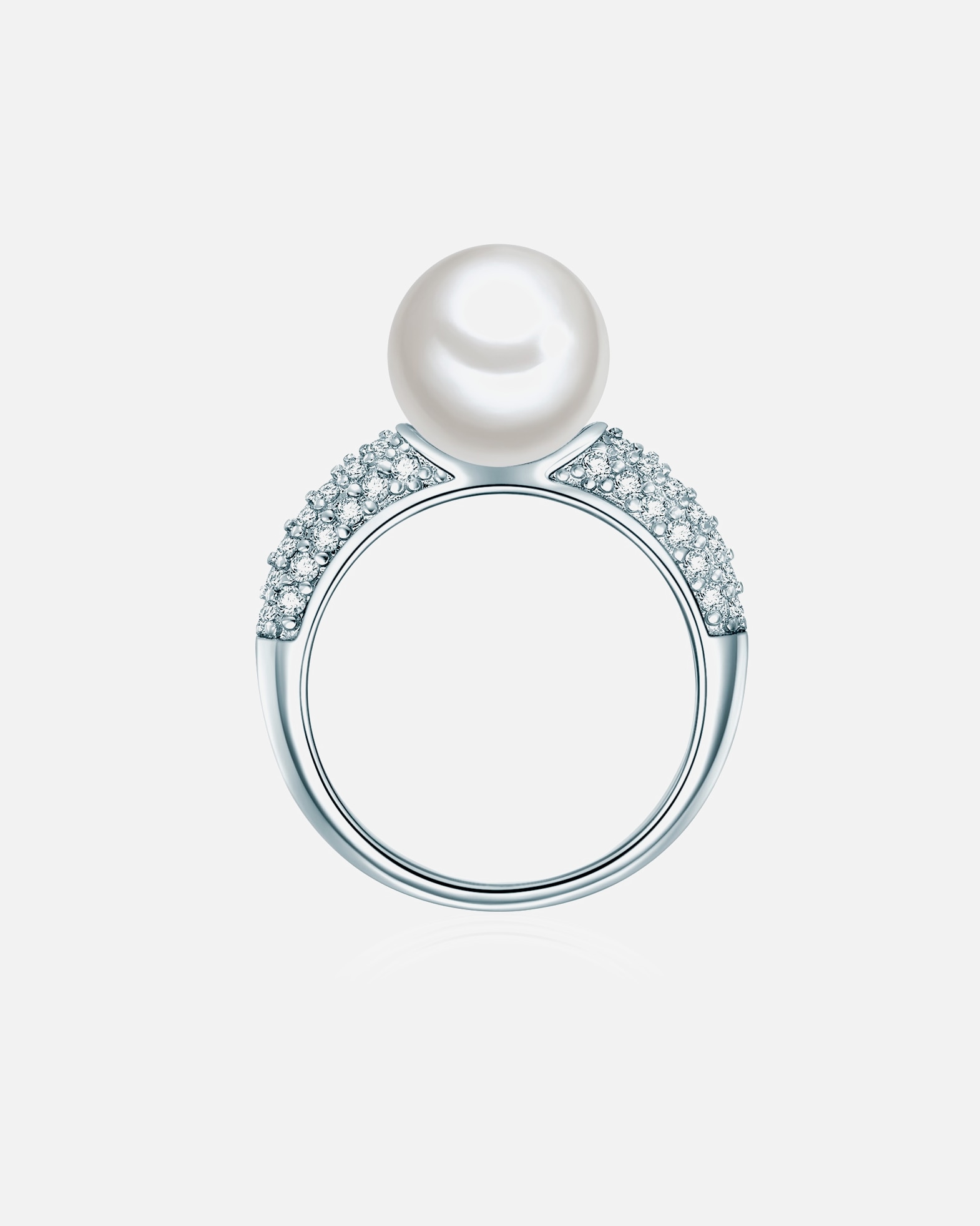 Bague pour Femme Lulu & Jane Bague avec perle Laiton Oxyde de zirconium (CZ) Perles organiques en Argent 54
