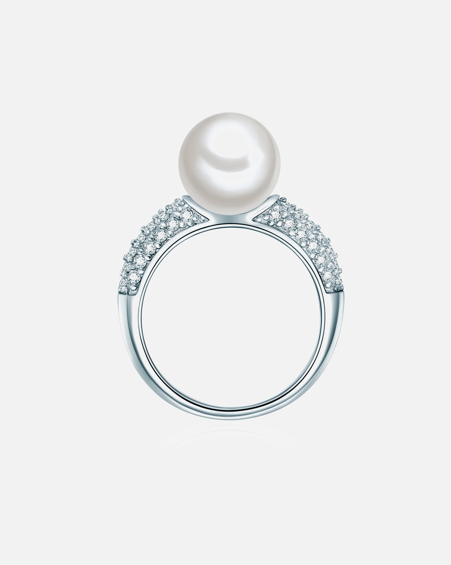 Bague pour Femme Lulu & Jane Bague avec perle Laiton Oxyde de zirconium (CZ) Perles organiques en Argent 58