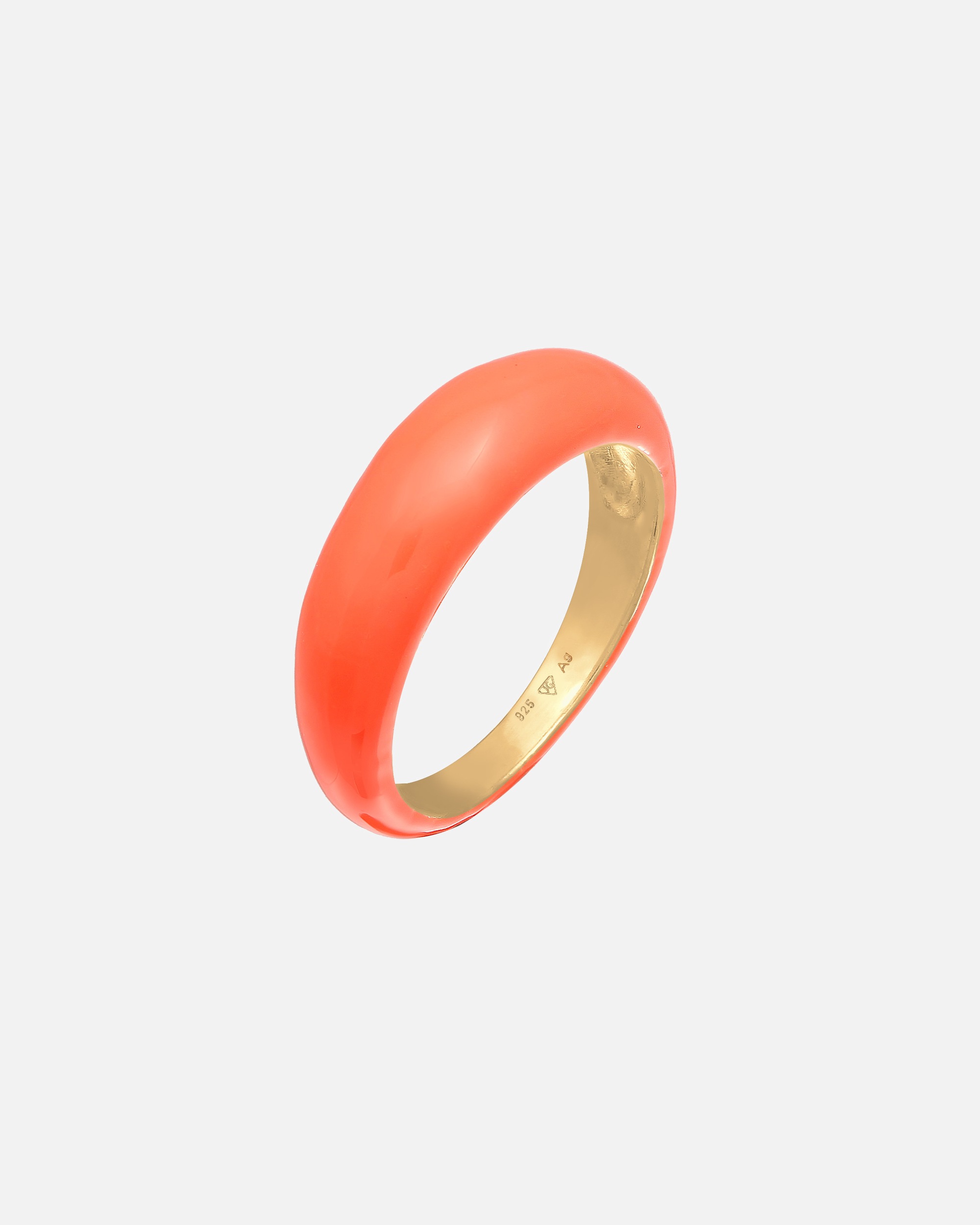 Bague pour Femme Elli Femmes Bande Pile avec Émail Orange en Argent Sterling 925 Plaqué Or 56