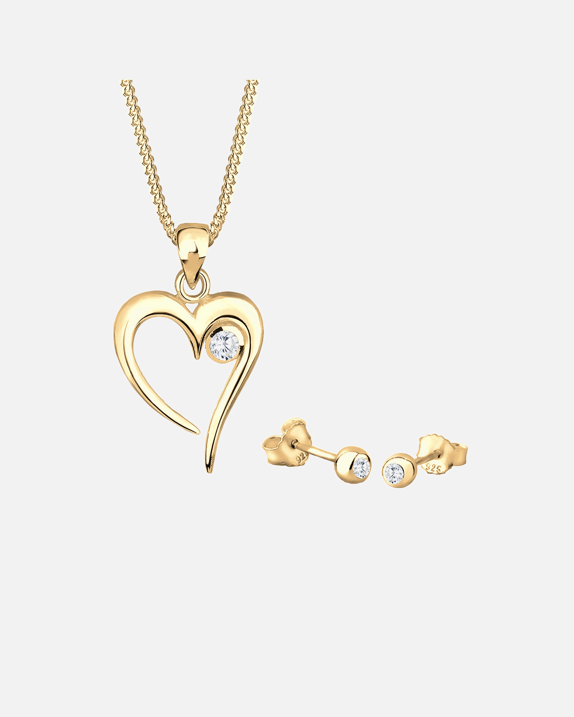 Parure de bijoux pour Femme Elli Femme Pendentif à Coeur Élégant avec Zircone Cubiques en Argent Sterling 925 golfarben