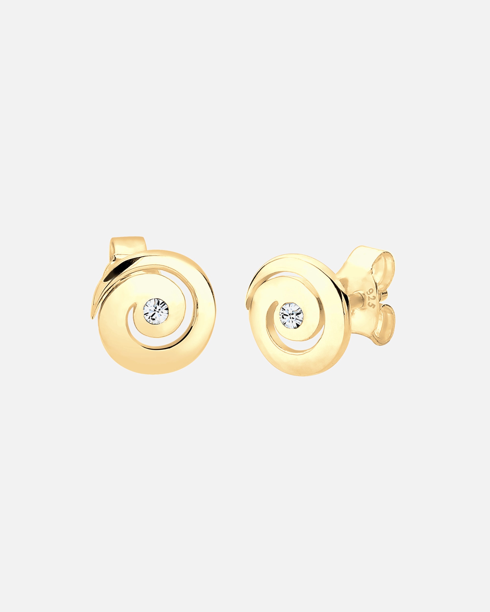 Boucles d'oreilles pour Femme Elli Femmes Clous d'oreilles Spirale Basique Moderne avec Cristal en Argent Sterling 925 goldfarben