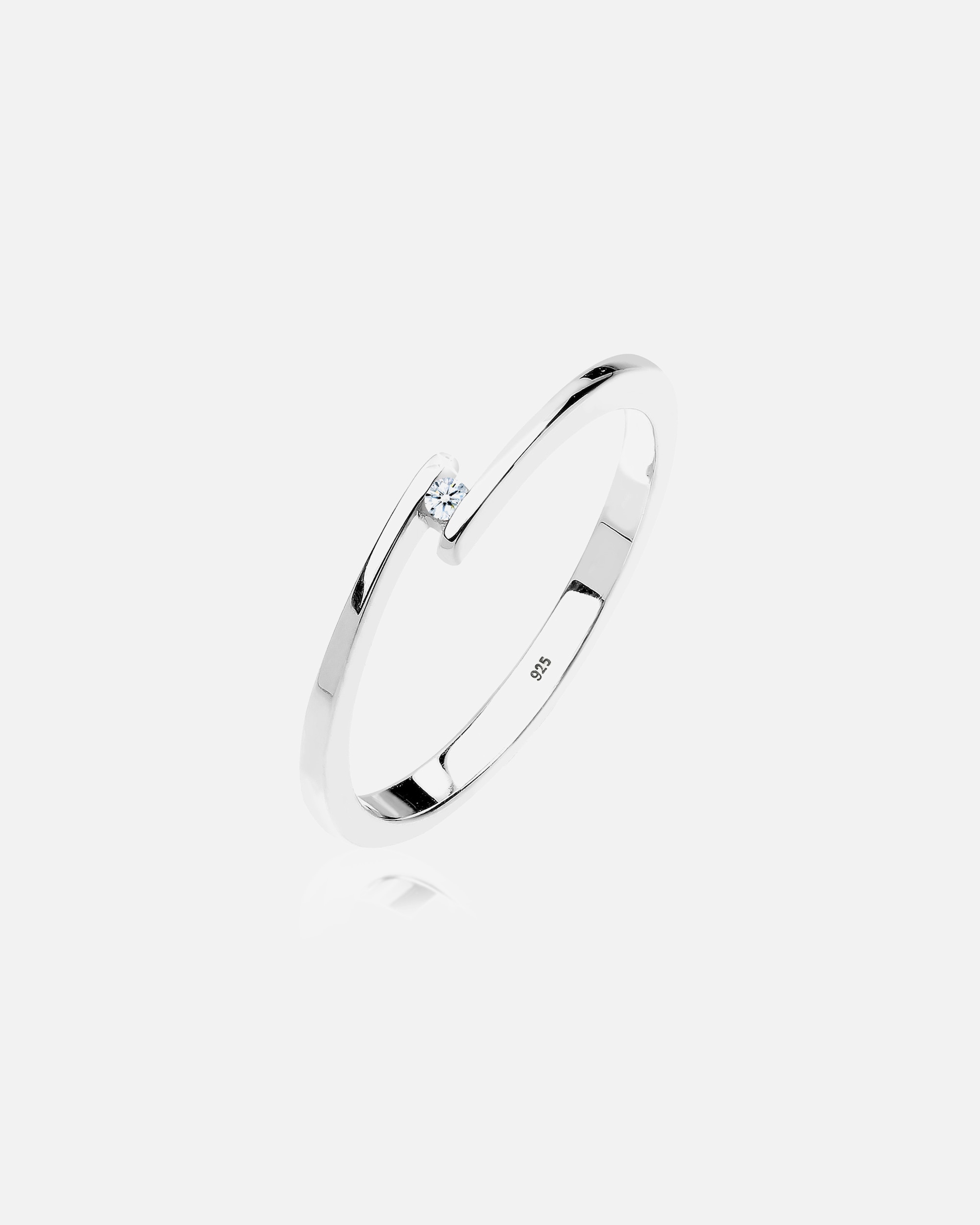 Bague pour Femme Elli DIAMONDS Élégant Engagement Diamant (0.02 ct.) 925 Argent 52