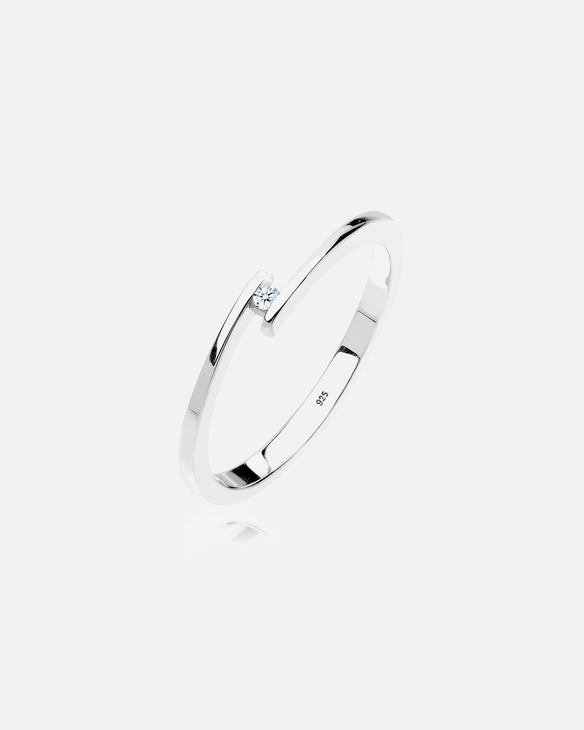 Bague pour Femme Elli DIAMONDS Bague de fiançailles Elégance Diamant 0.015 ct. 925 Argent 58