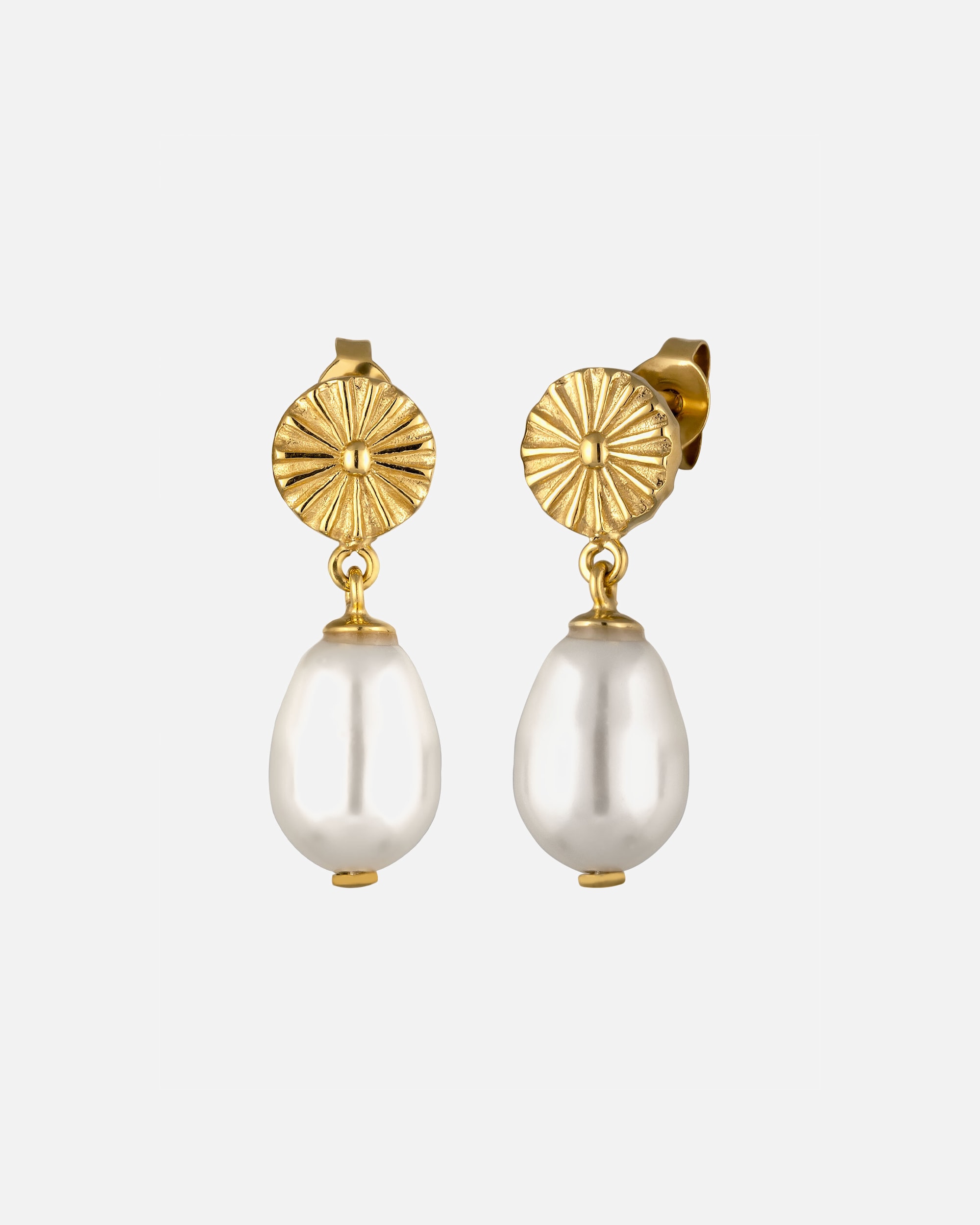 Boucles d'oreilles pour Femme Clous d'oreille Perle synthétique Blanche 925 Sterling Silver Gold-plated goldfarben