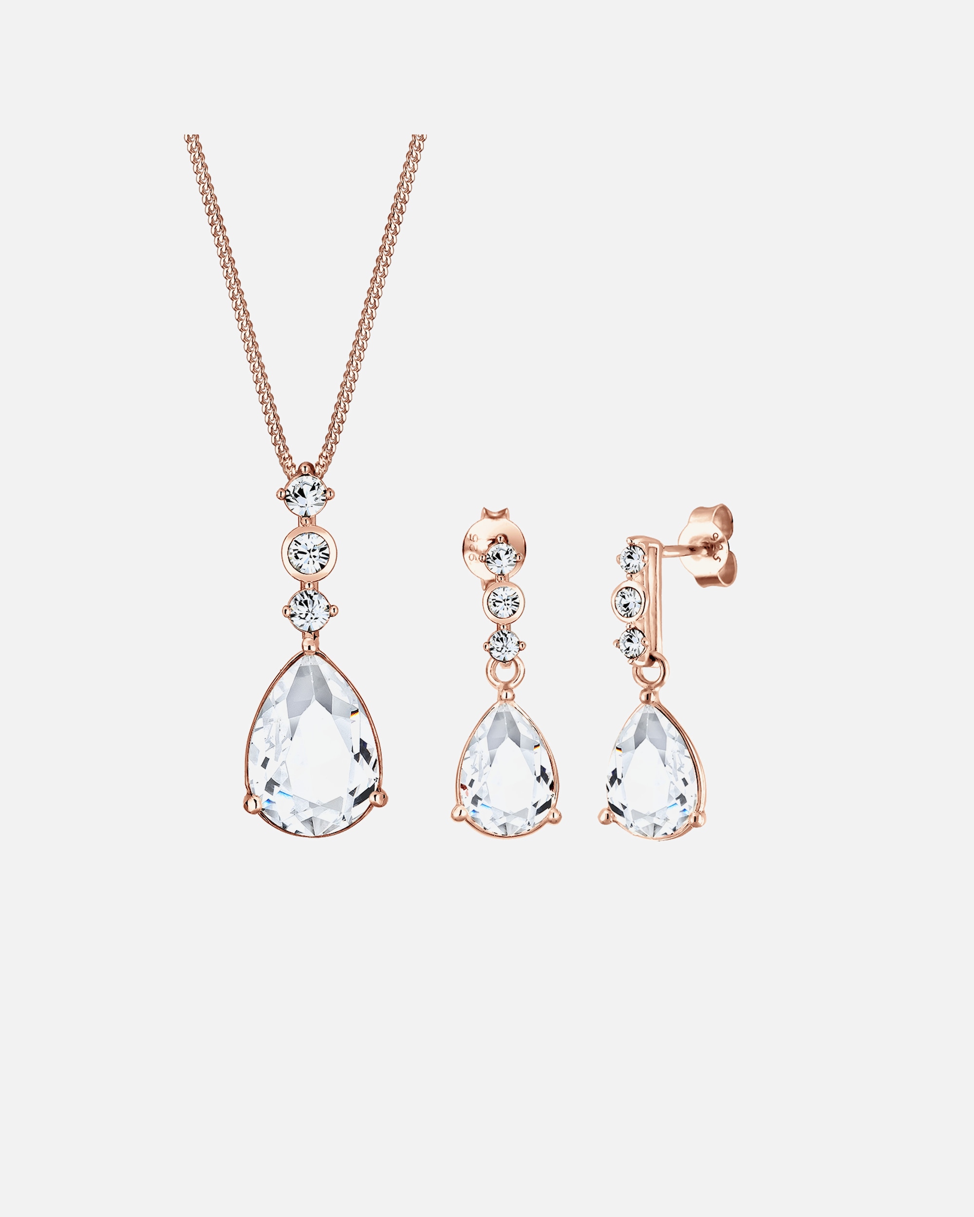 Bijoux pour Femme Elli PREMIUM Femmes Goutte noble Set pendentif d'oreilles avec cristaux en argent sterling 925 rosefarben