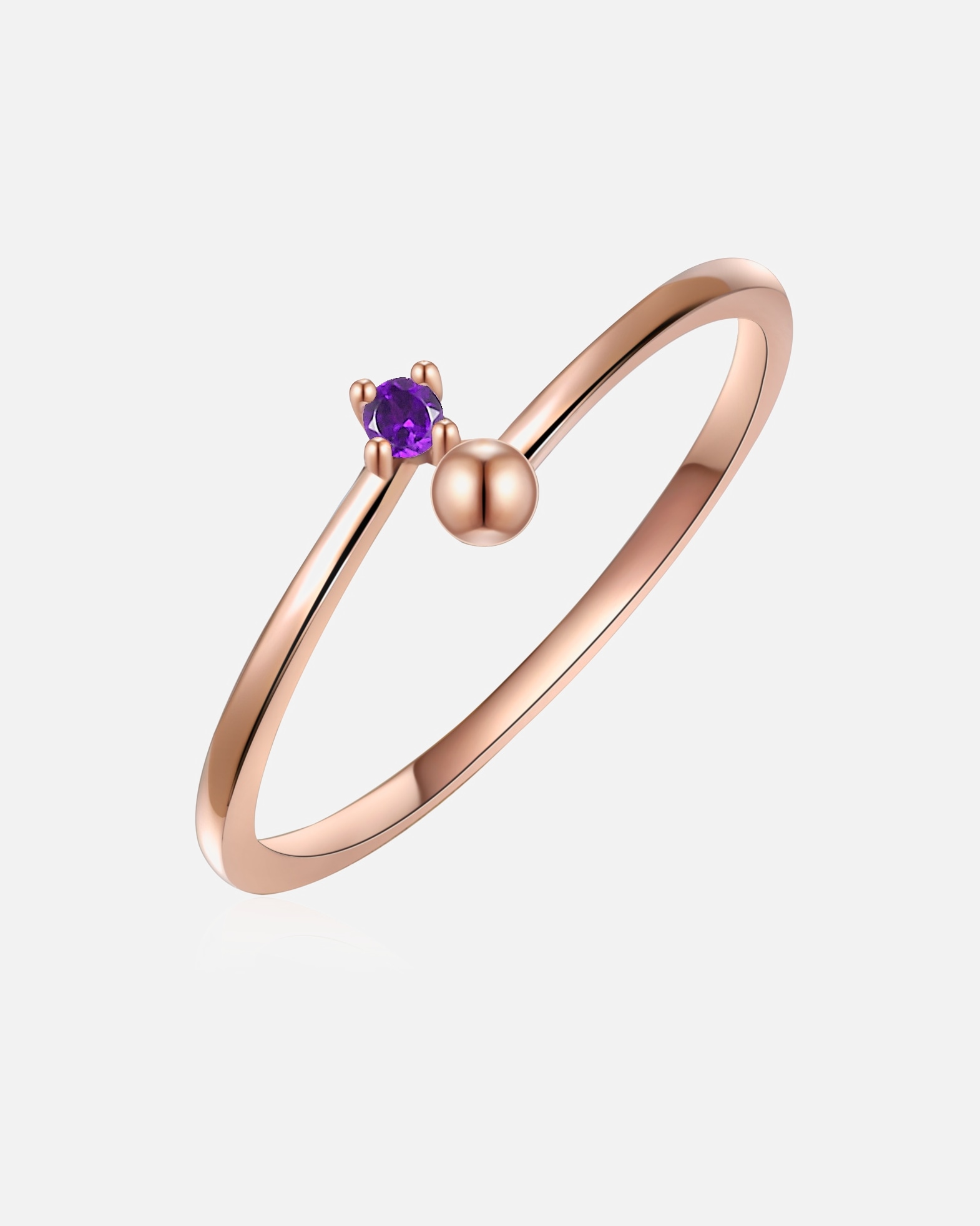 Bague pour Femme Glanzstücke München Bague en argent Argent sterling Améthyste en Or rose 58