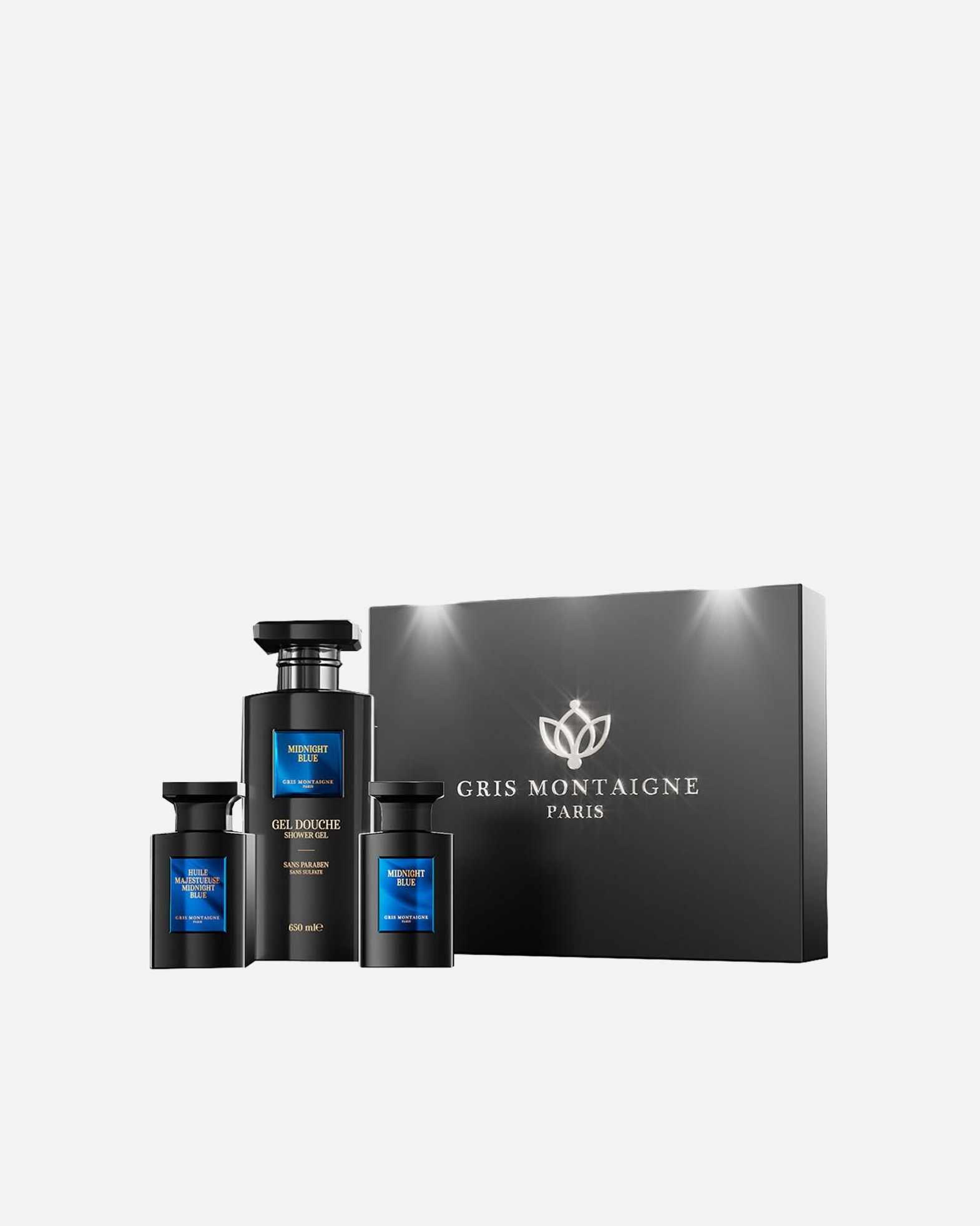 Coffret parfum pour Unisexe Gris Montaigne Default Brand Line Coffret Midnight Blue 650ml + 75ml + 75ml