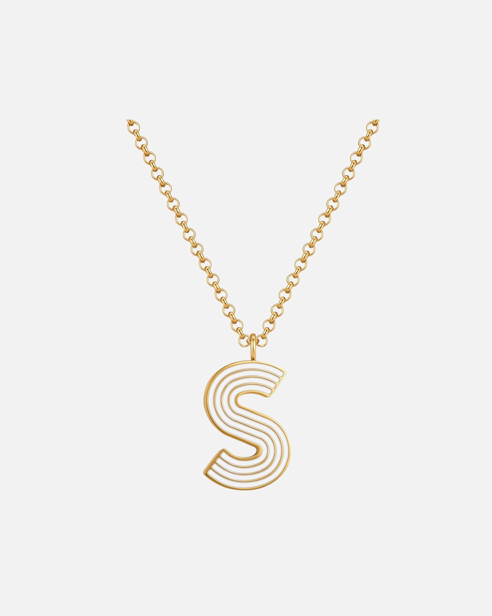 Collier pour Femme Glanzstücke München Collier Lettre S en Acier Inoxydable en Doré 40,0 cm Basiskette + 5,0 cm Verlängerung