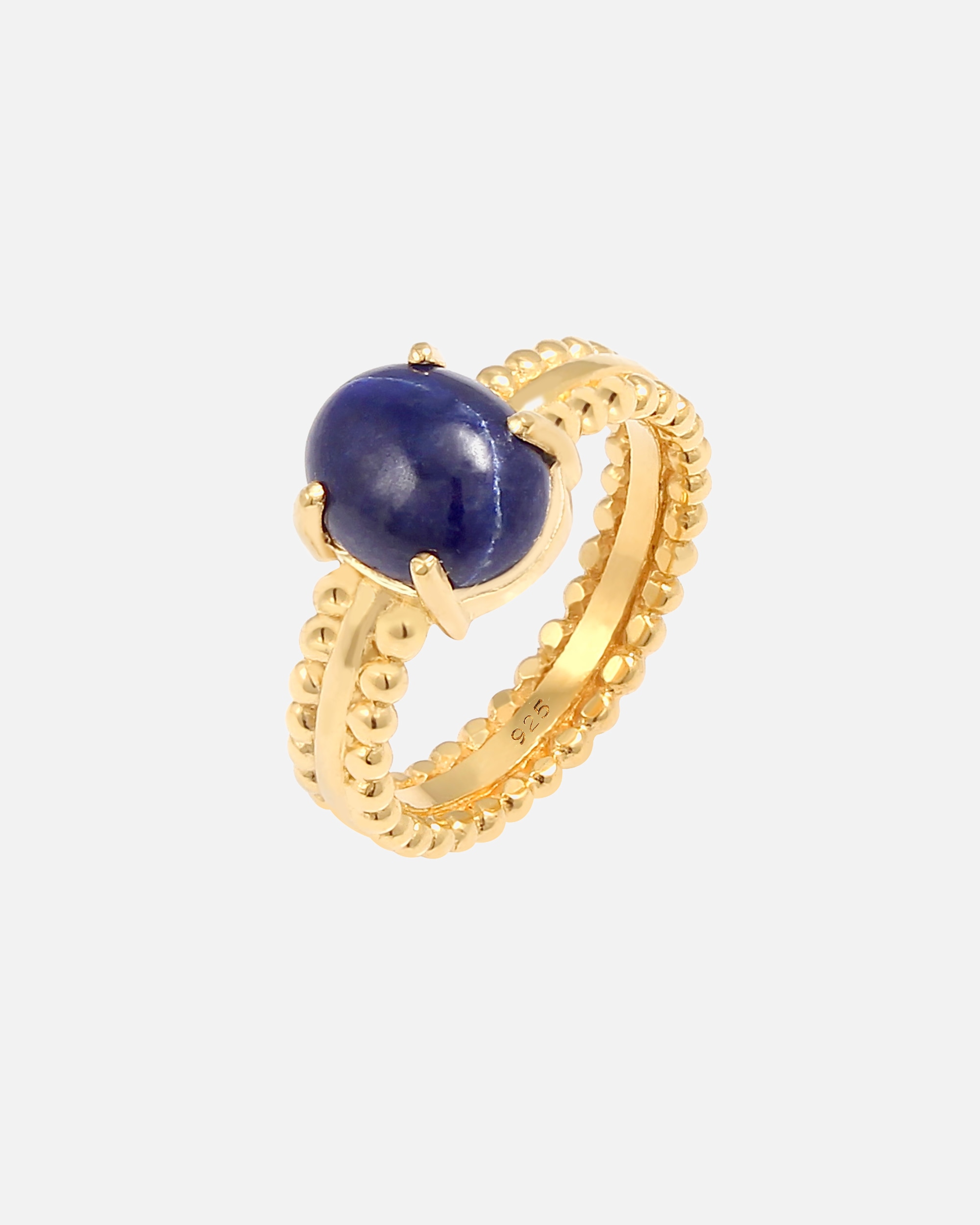 Bague pour Femme Elli PREMIUM Pierre précieuse Lapis Lazuli 925 Argent Plaqué Or 52