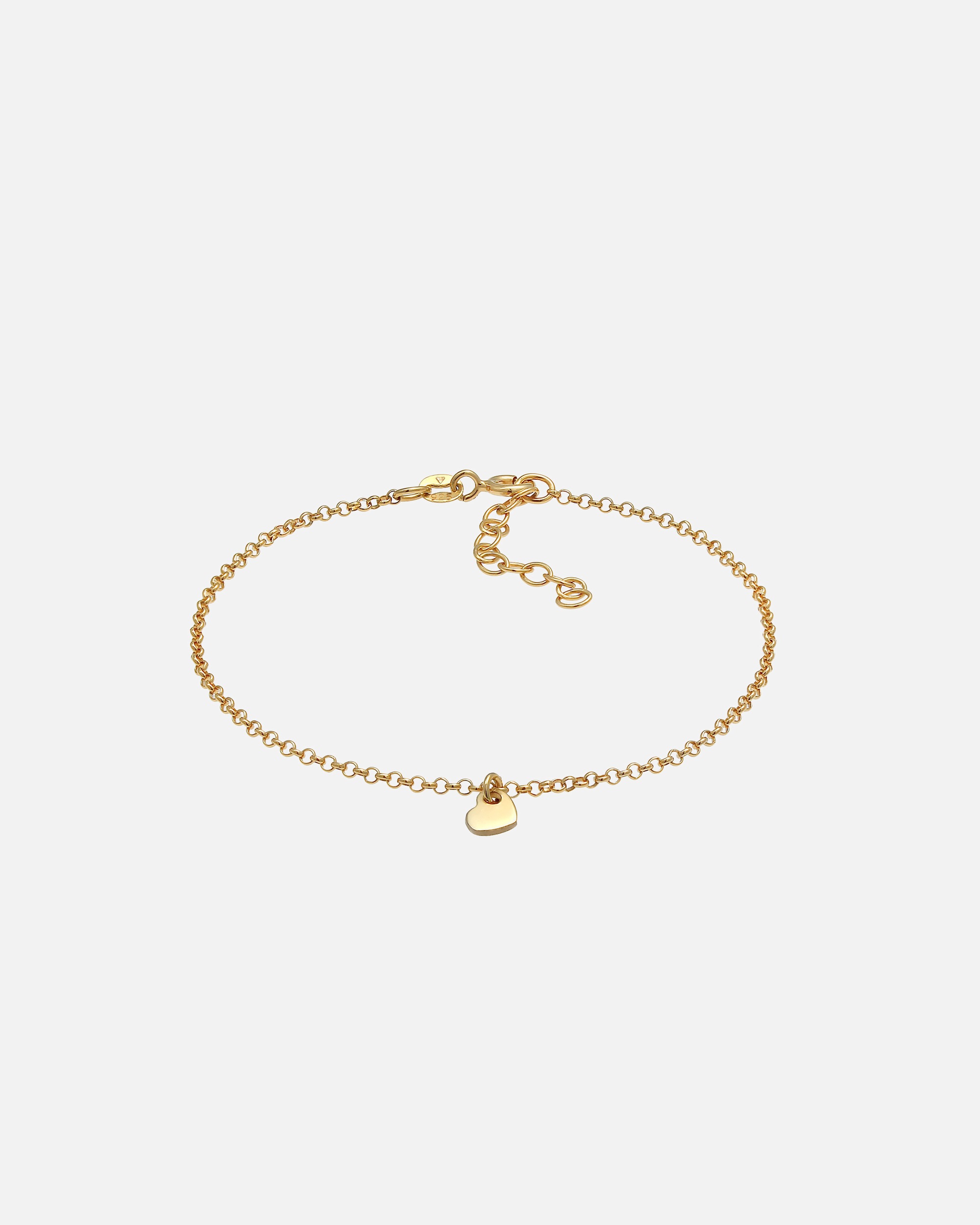 Bracelet pour Femme Elli Collier de pois romantique "Ladies Heart Love" Trend Minimal ajustable en argent sterling 925 goldfarben