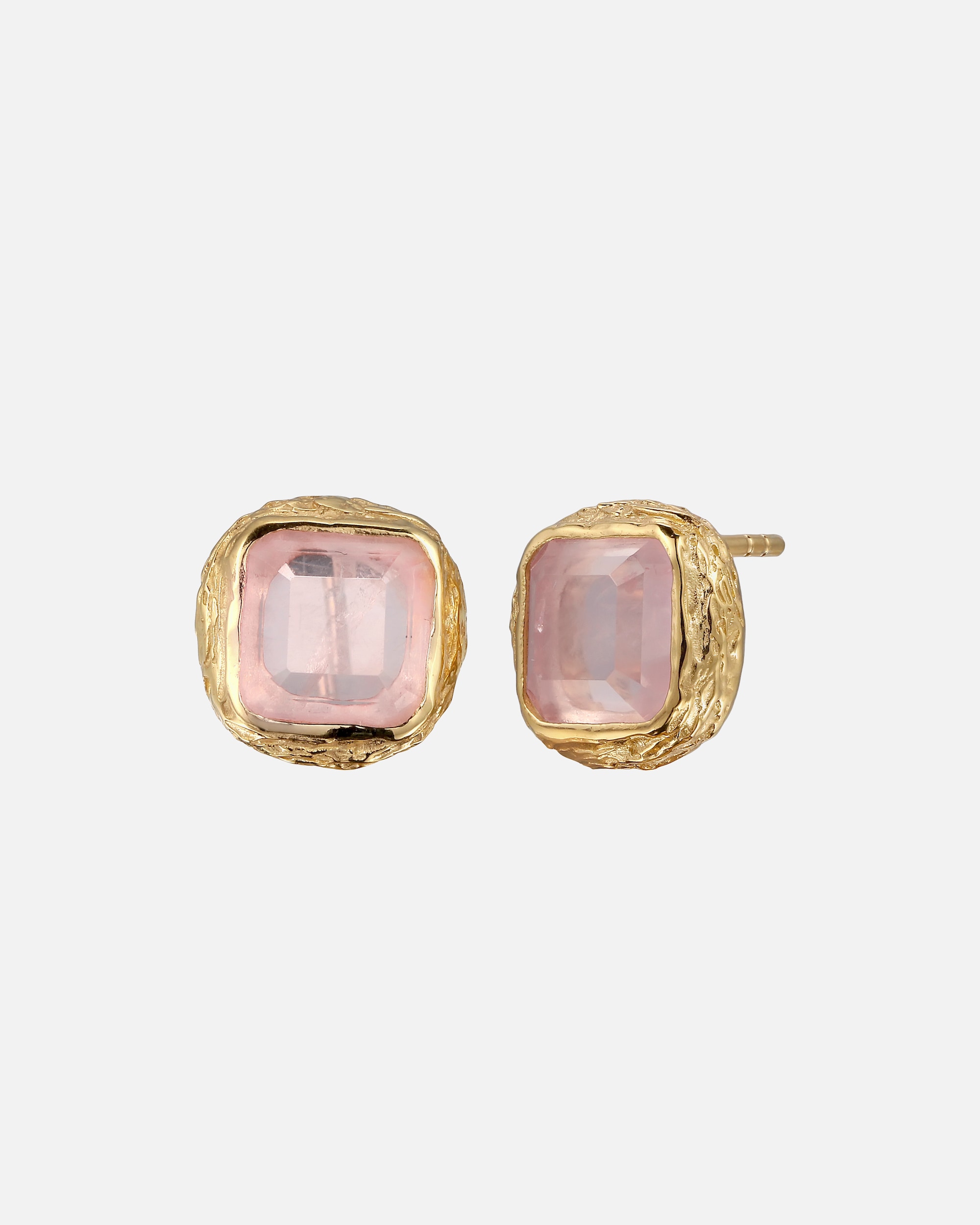 Boucles d'oreilles pour Femme Haze & Glory Default Brand Line Clou d'oreille Carré Quartz Rose 925 Sterling Silver goldfarben