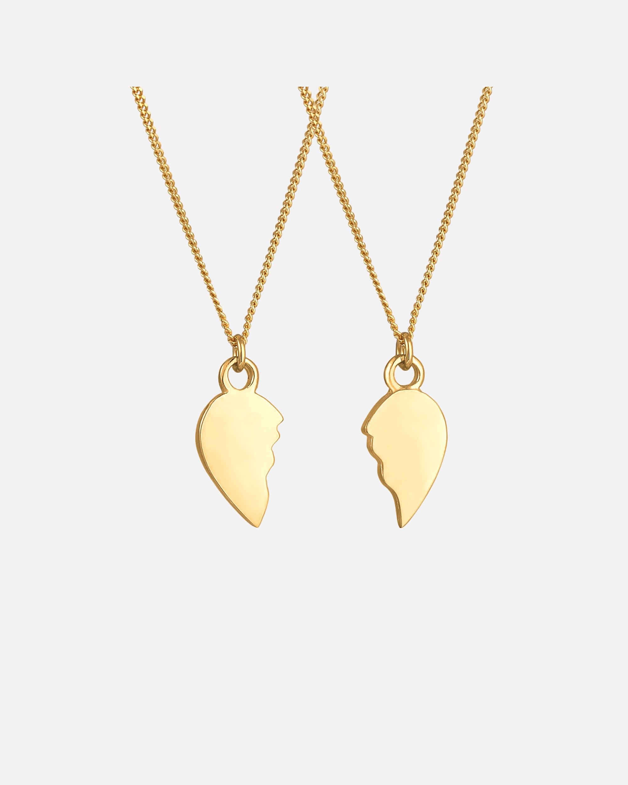 Collier pour Femme Elli Cœur brisé Ami Partenaire Set de 2 pièces 925 Argent goldfarben