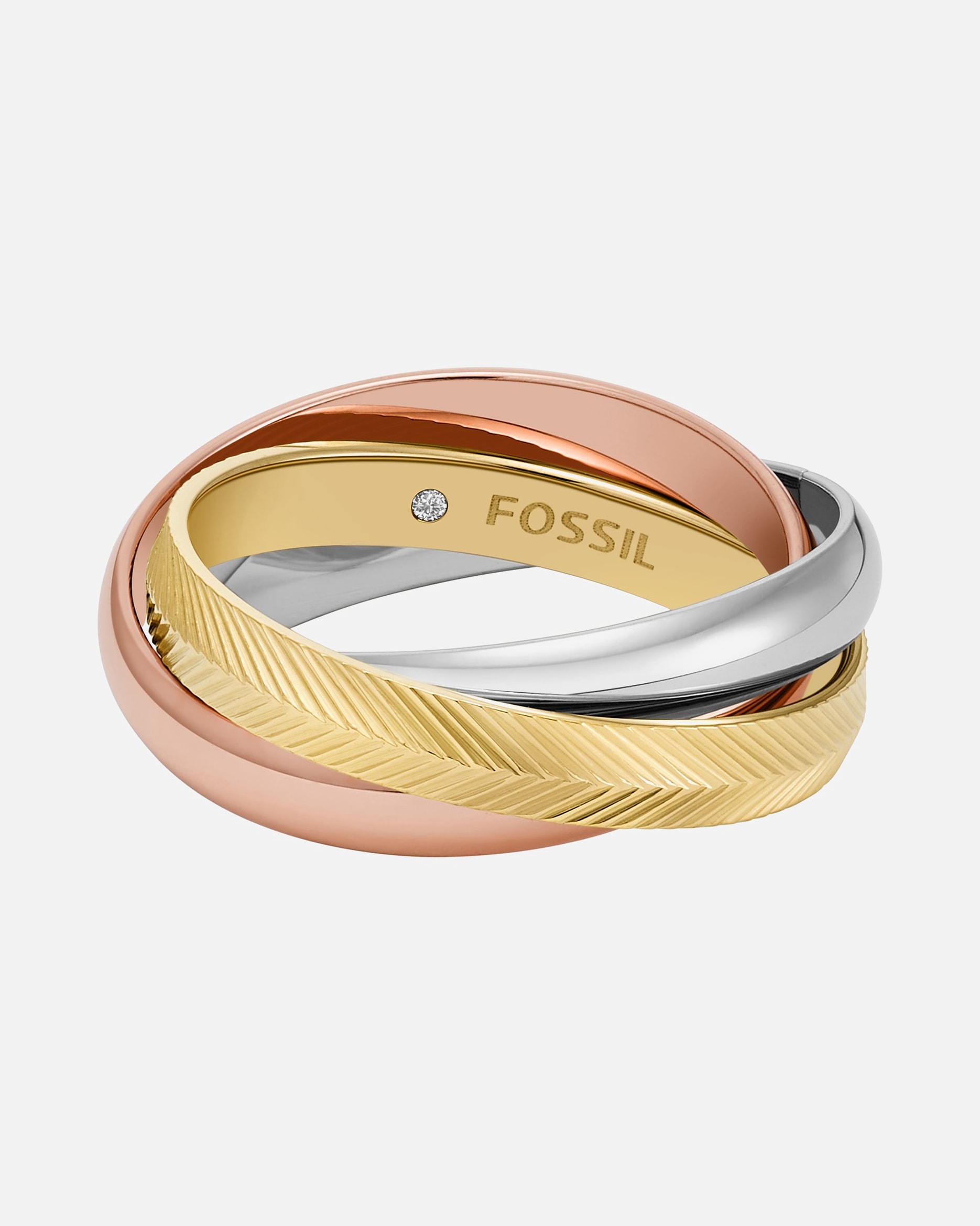 Bague pour Femme Fossil Bagues tricolore 60