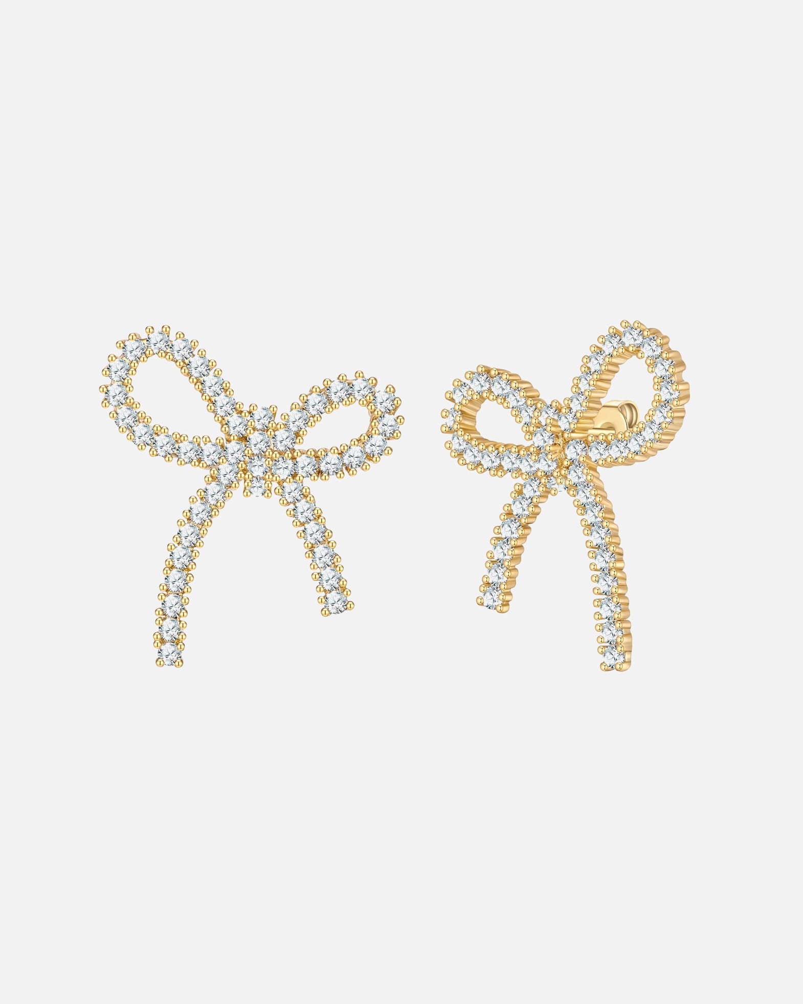 Boucles d'oreilles pour Femme Clous d'oreilles Noeud en laiton en or jaune avec zirconium 24,5 mm